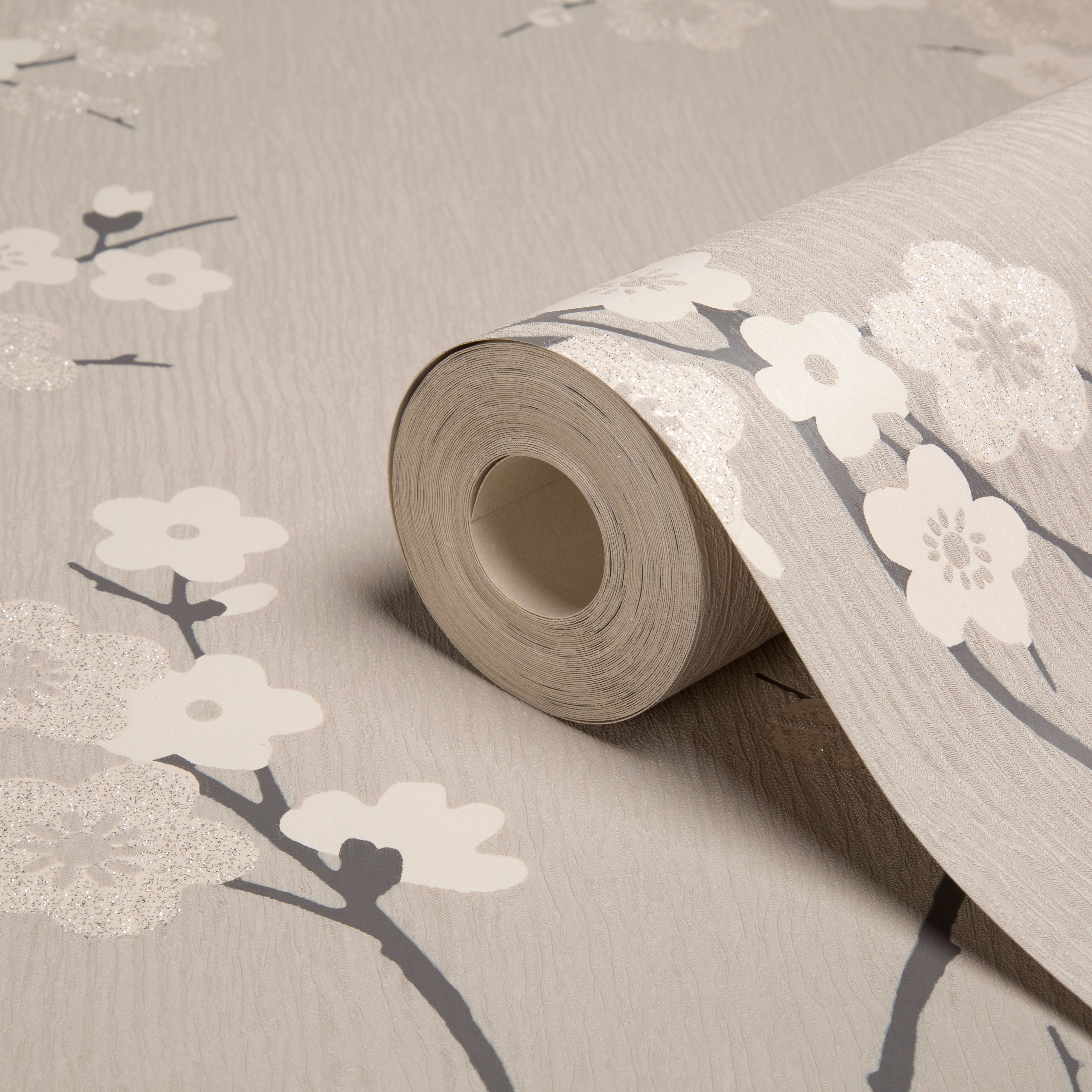 Graham & Brown Superfresco Charcoal & Taupe Floral Wallpaper ...