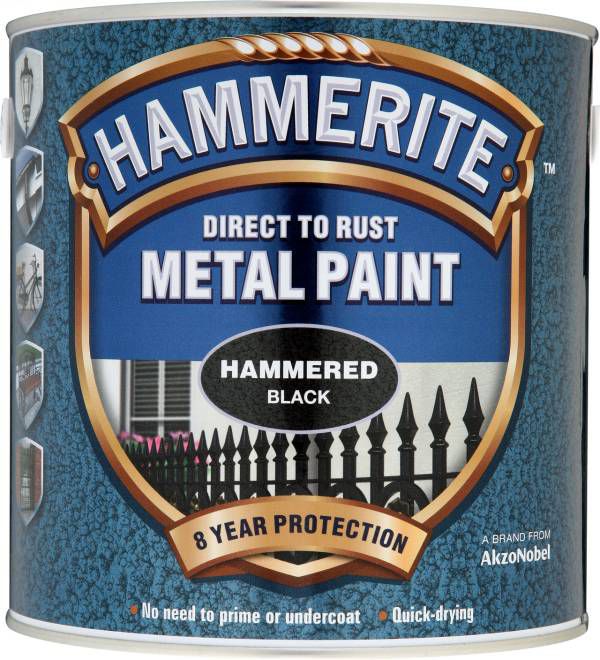 Hammerite Black Hammered effect Metal paint, 2.5L Departments DIY