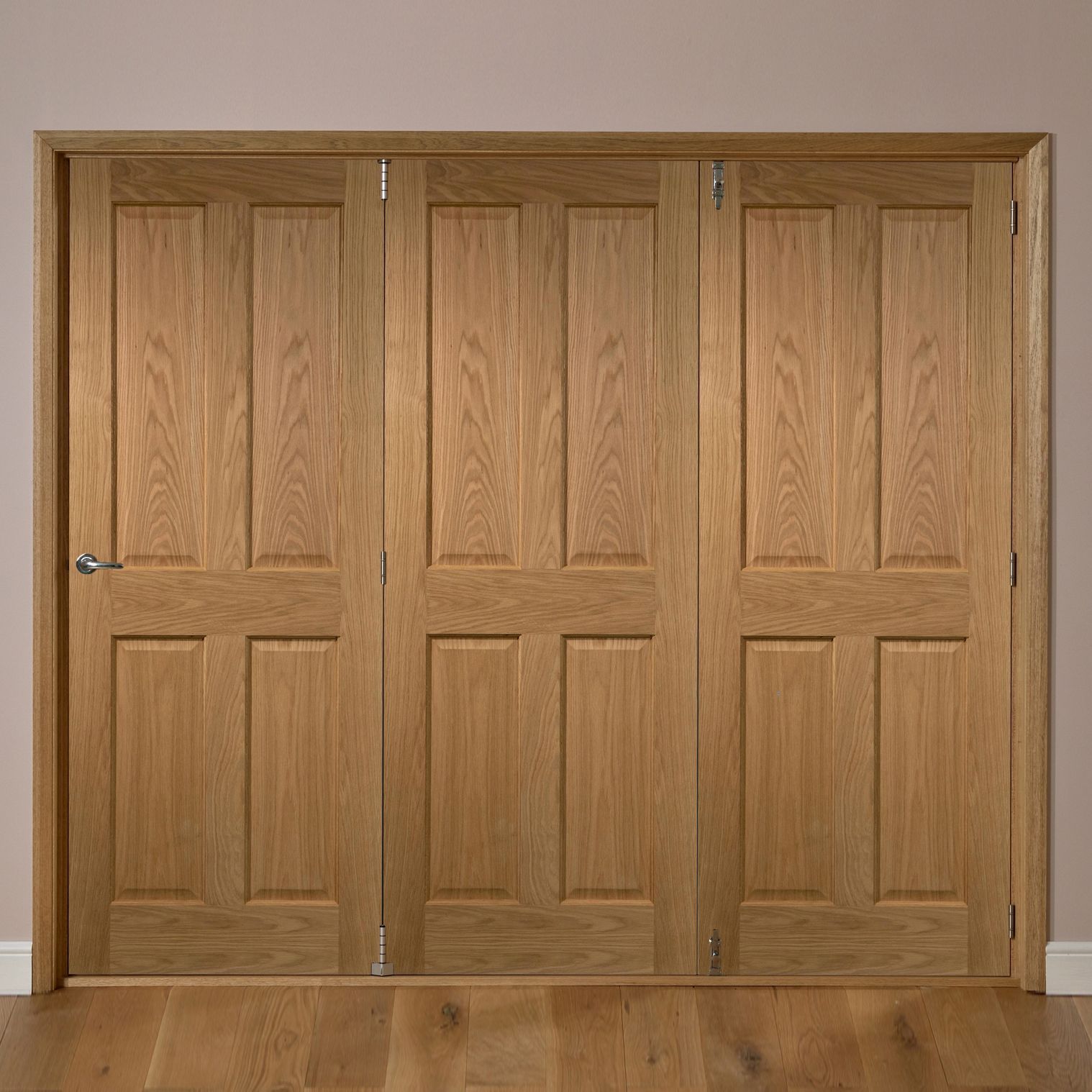 Elveden Oak Veneer Internal Folding Door RH, (H)2035mm (W)2146mm ...