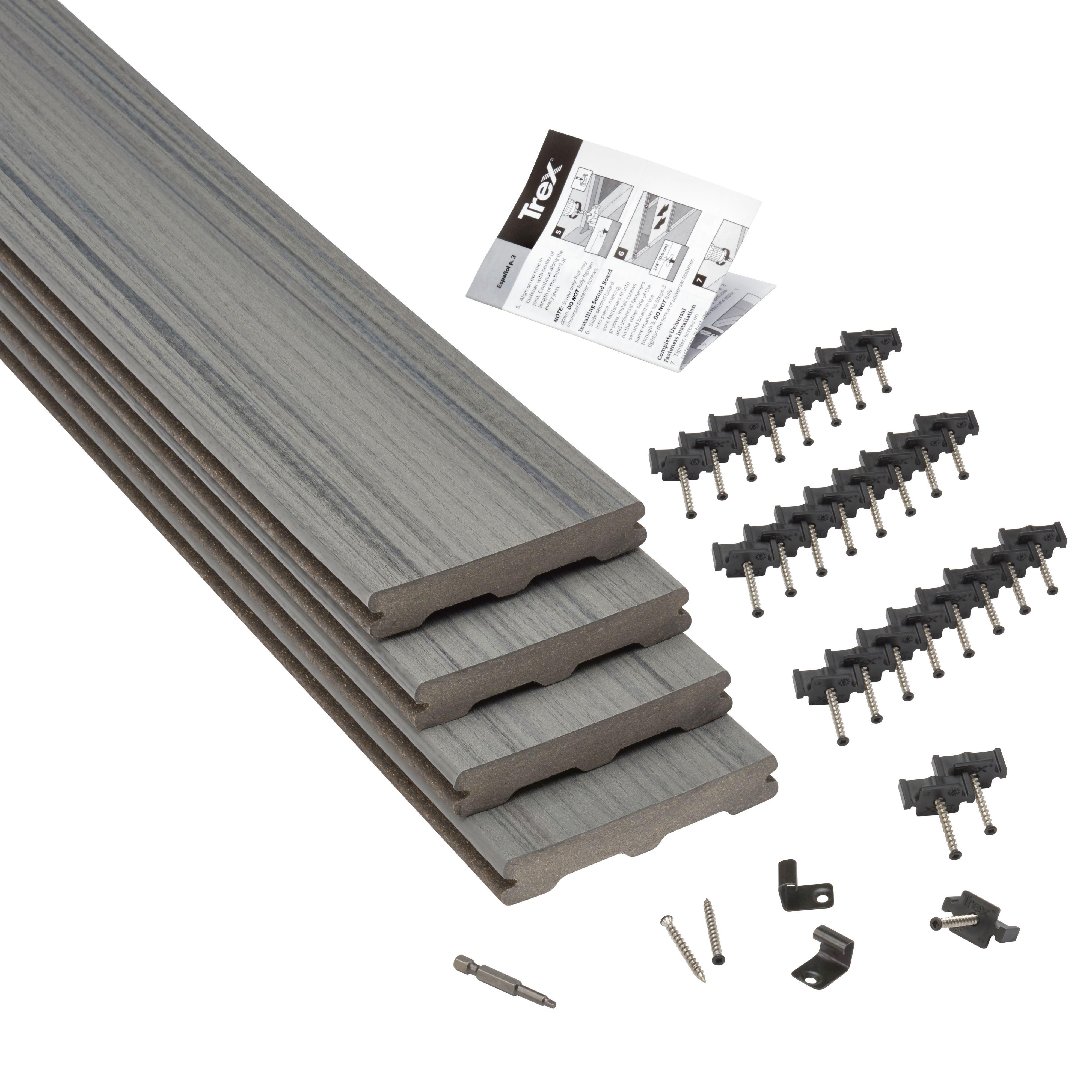 Trex® Chateau grey Composite Deck board (T)24mm (W)140mm (L)2400mm, Pack of 4