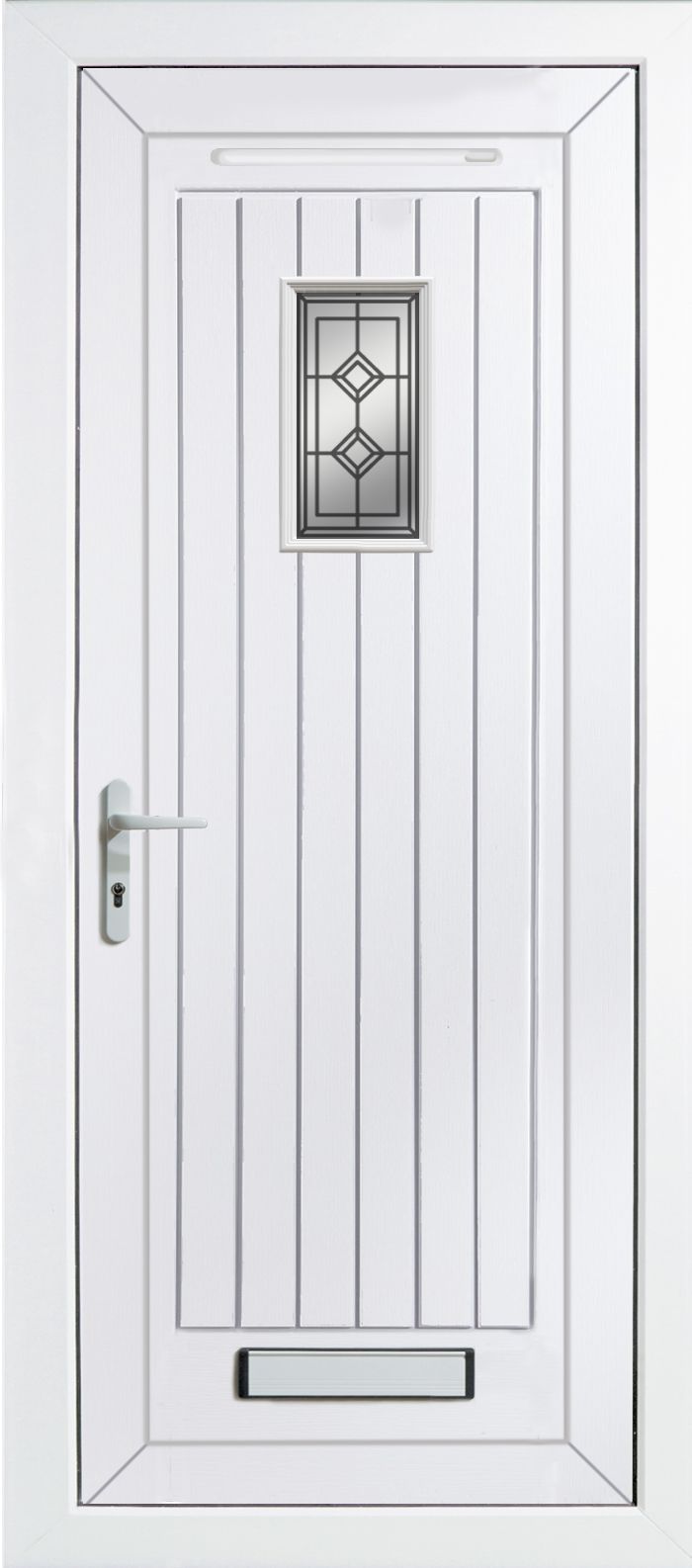 Diamond Bevel Frosted Glazed Cottage White UPVC RH External Front Door ...