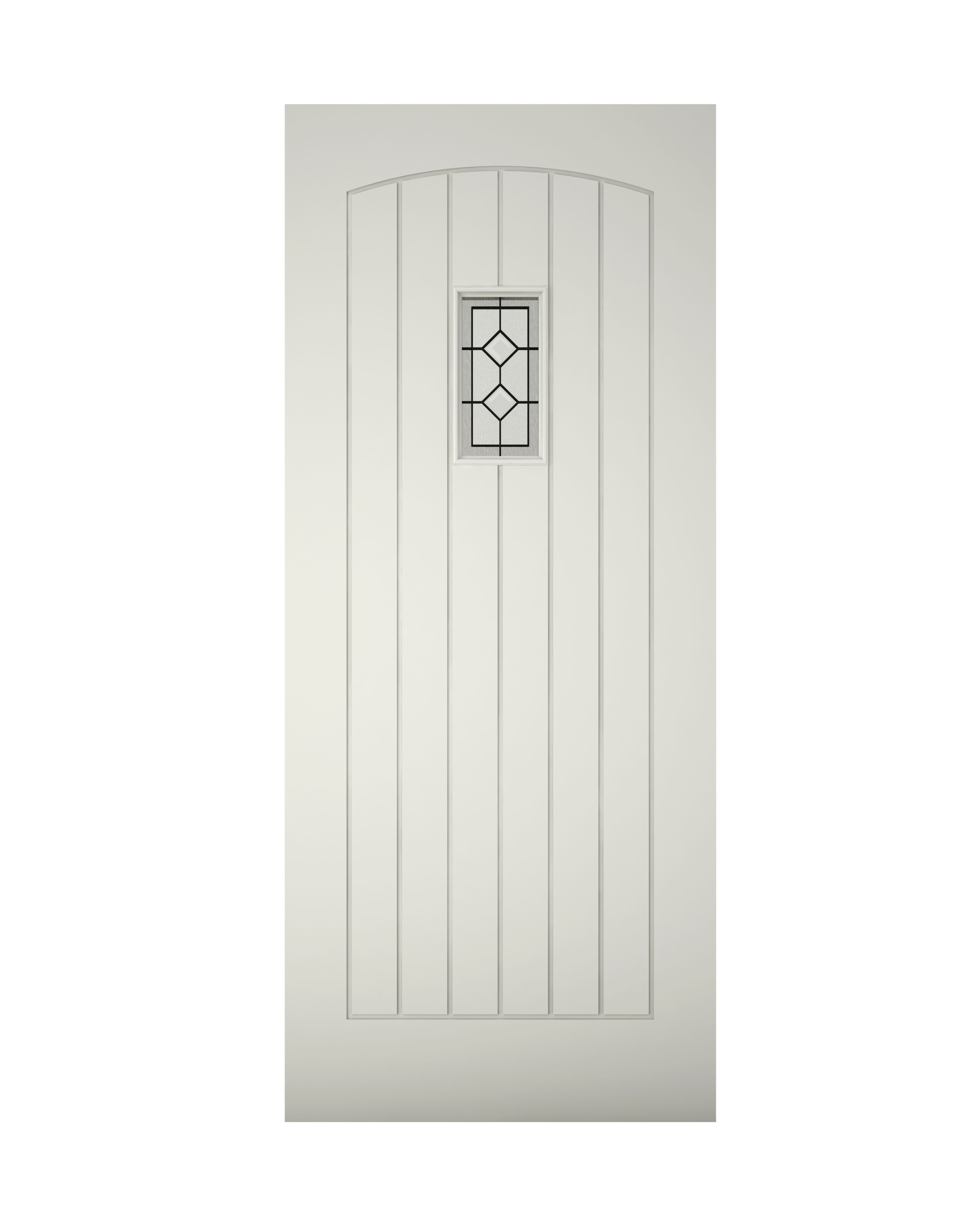 Cottage Panelled Primed Glazed Front Door & Frame with Letter Plate, (H)2125mm (W)907mm