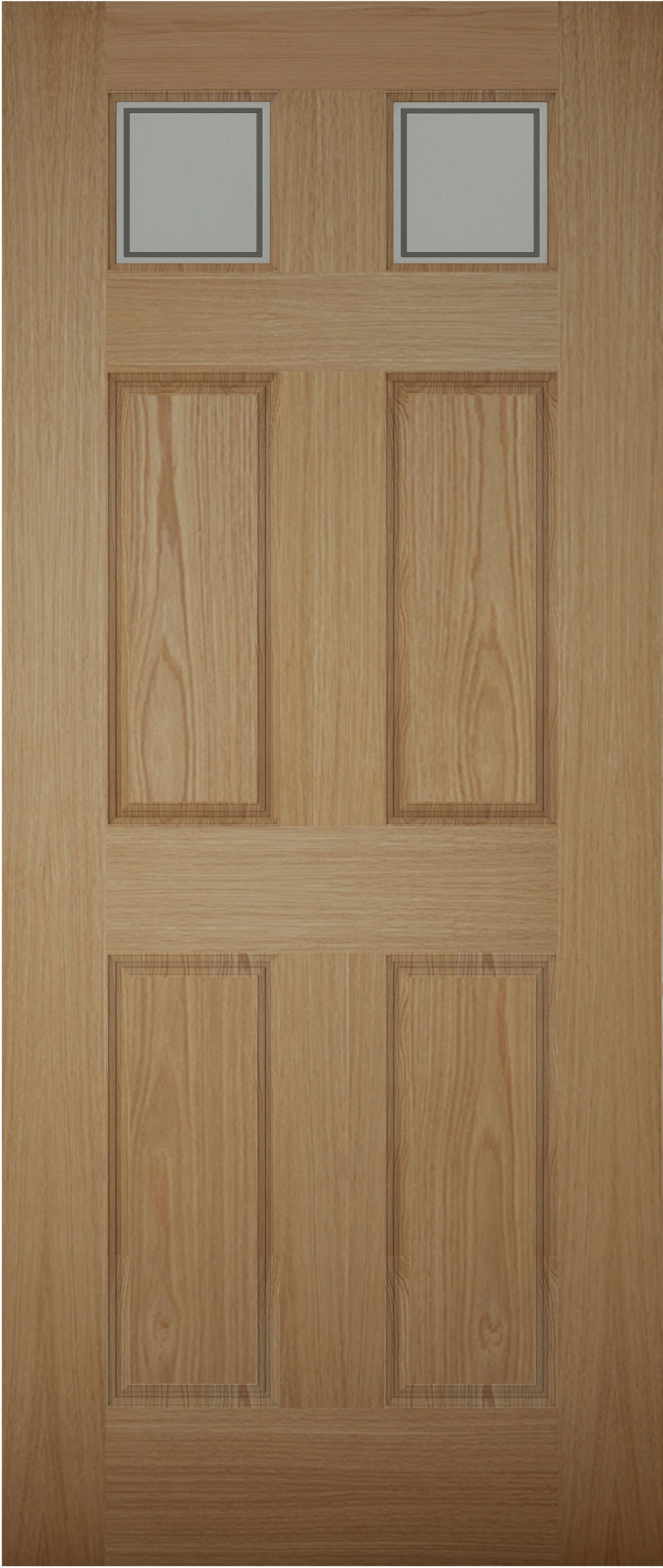 6 panel Frosted Glazed White oak veneer LH & RH External Front Door set
