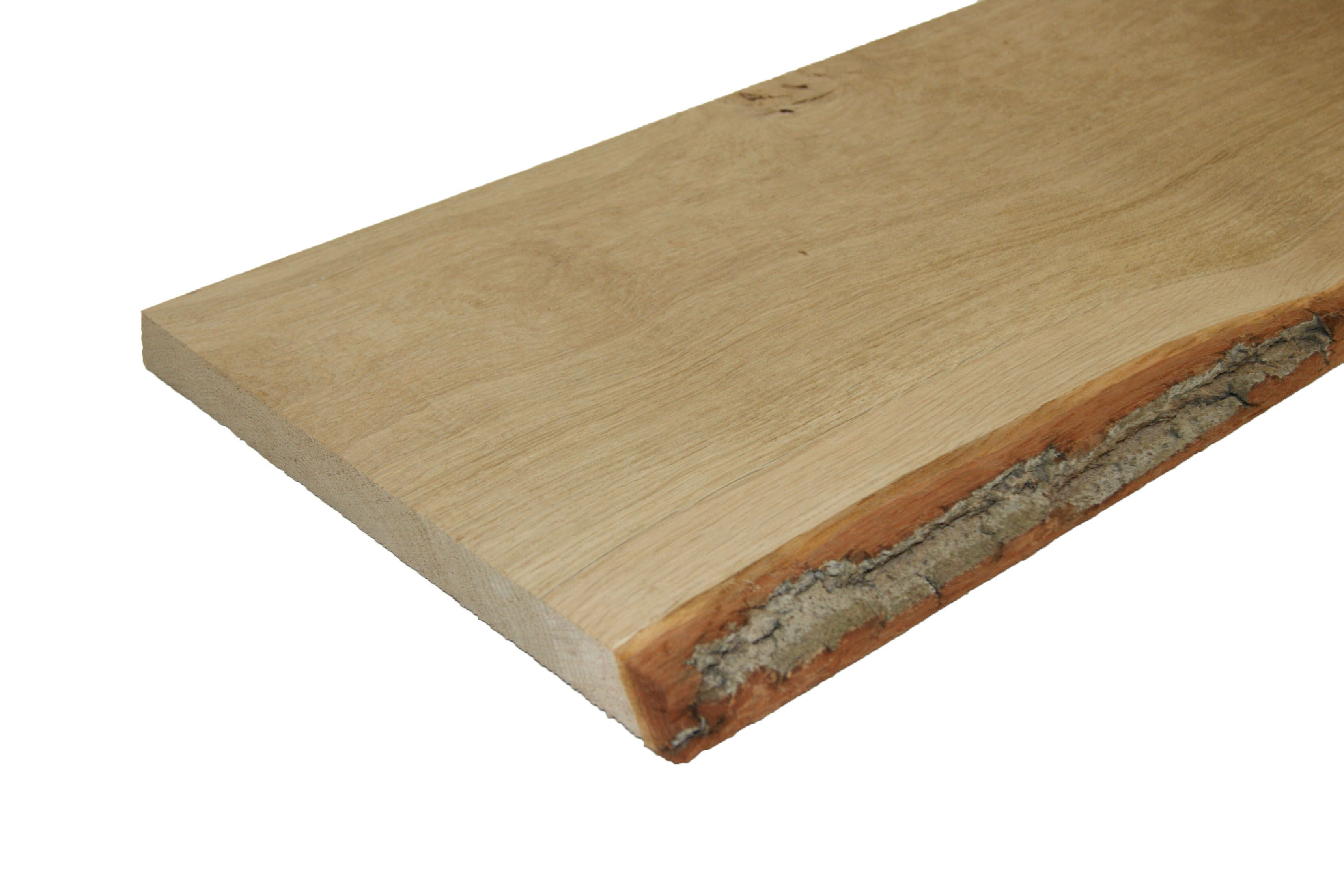 Waney edge Oak Furniture board, (L)0.9m (W)300mm (T)25mm Departments