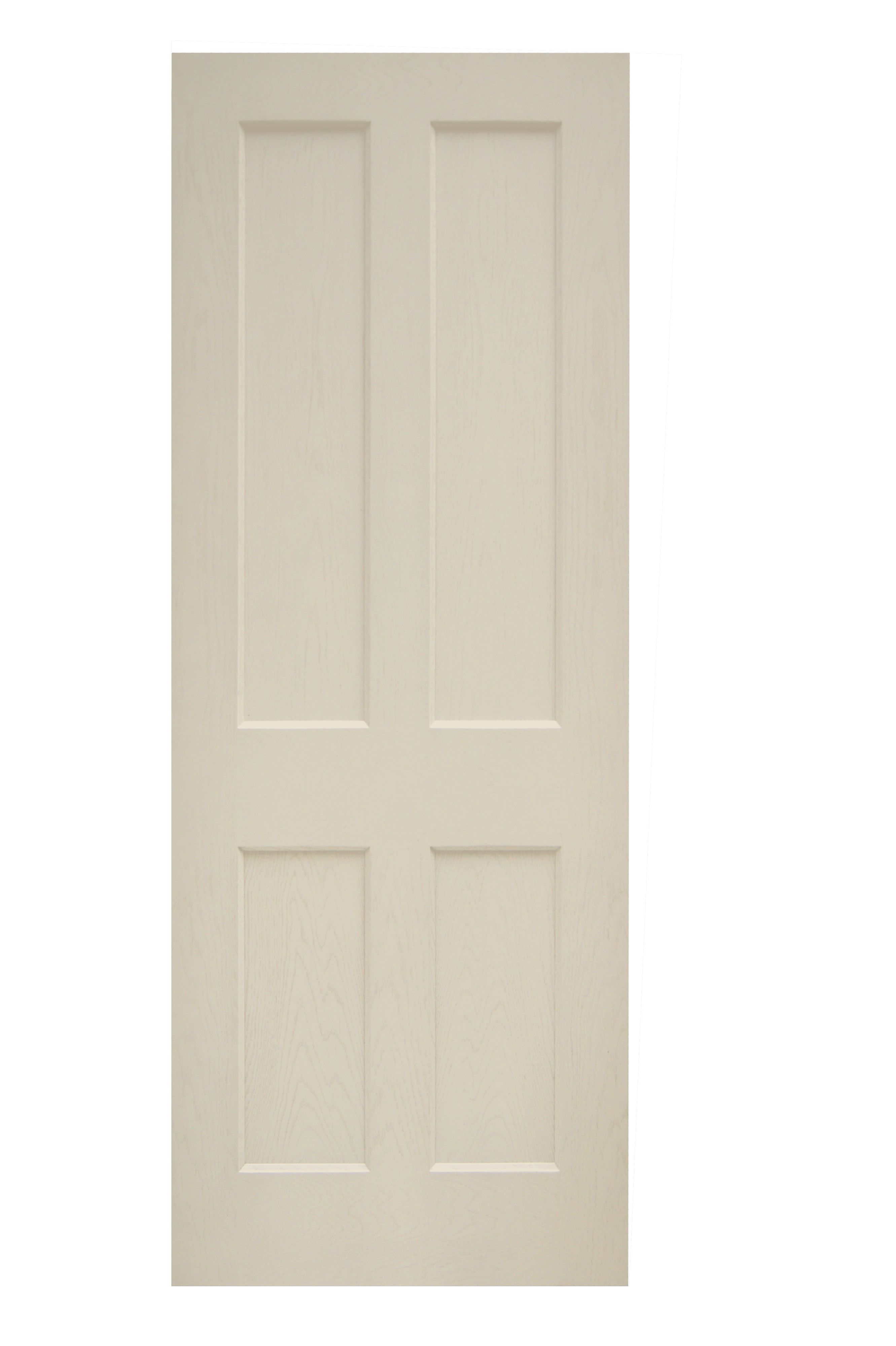 4 Panel Pre-Painted Oak Veneer White Unglazed Internal Standard Door ...