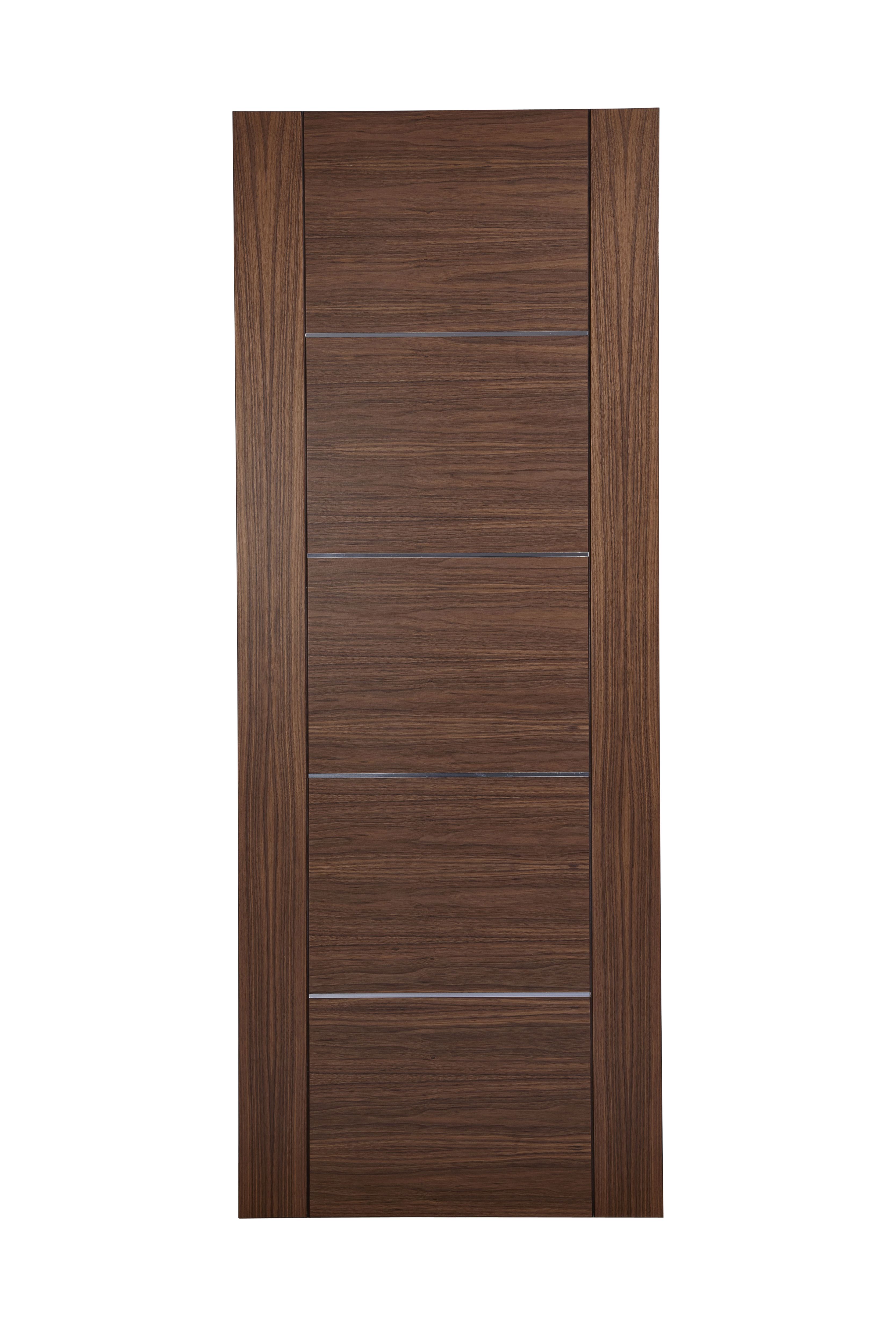 Flush 5 panel Walnut veneer Internal Door, (H)1981mm (W)686mm