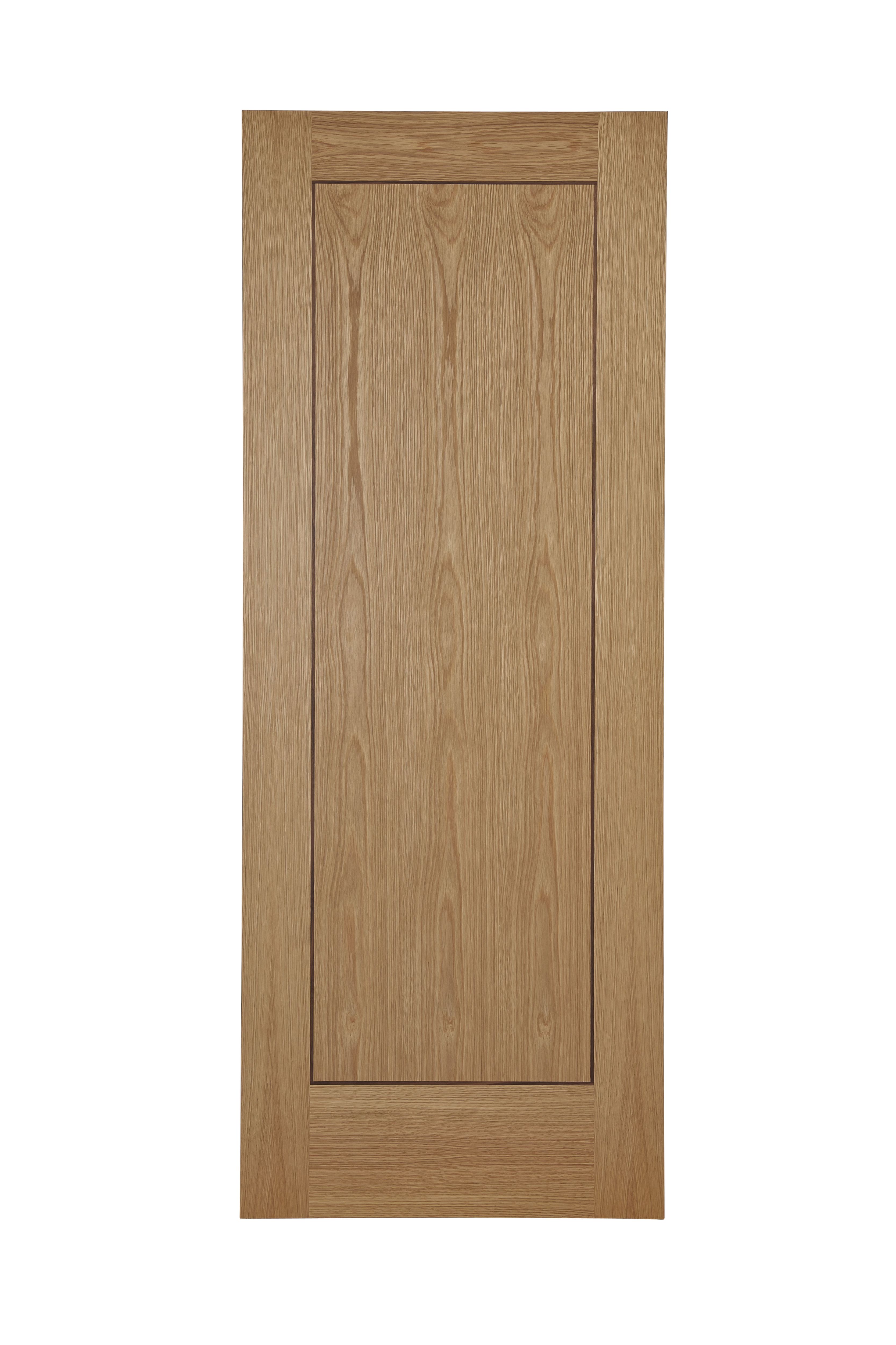 Flush 1 Panel Oak Veneer Unglazed Internal Standard Door, (H)1981mm (W ...