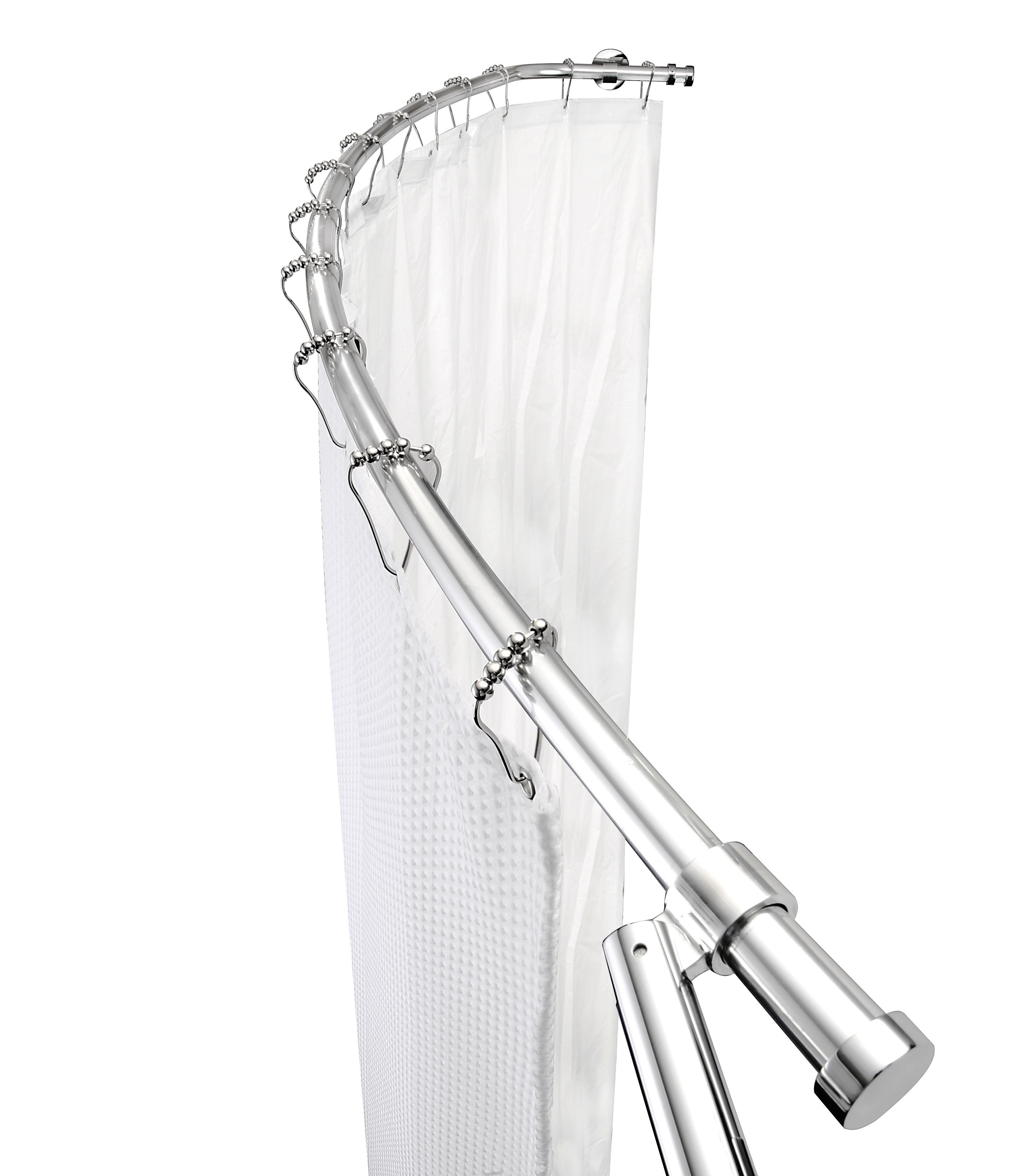 Croydex Fixed Chrome effect Curved Shower curtain rod (L ...