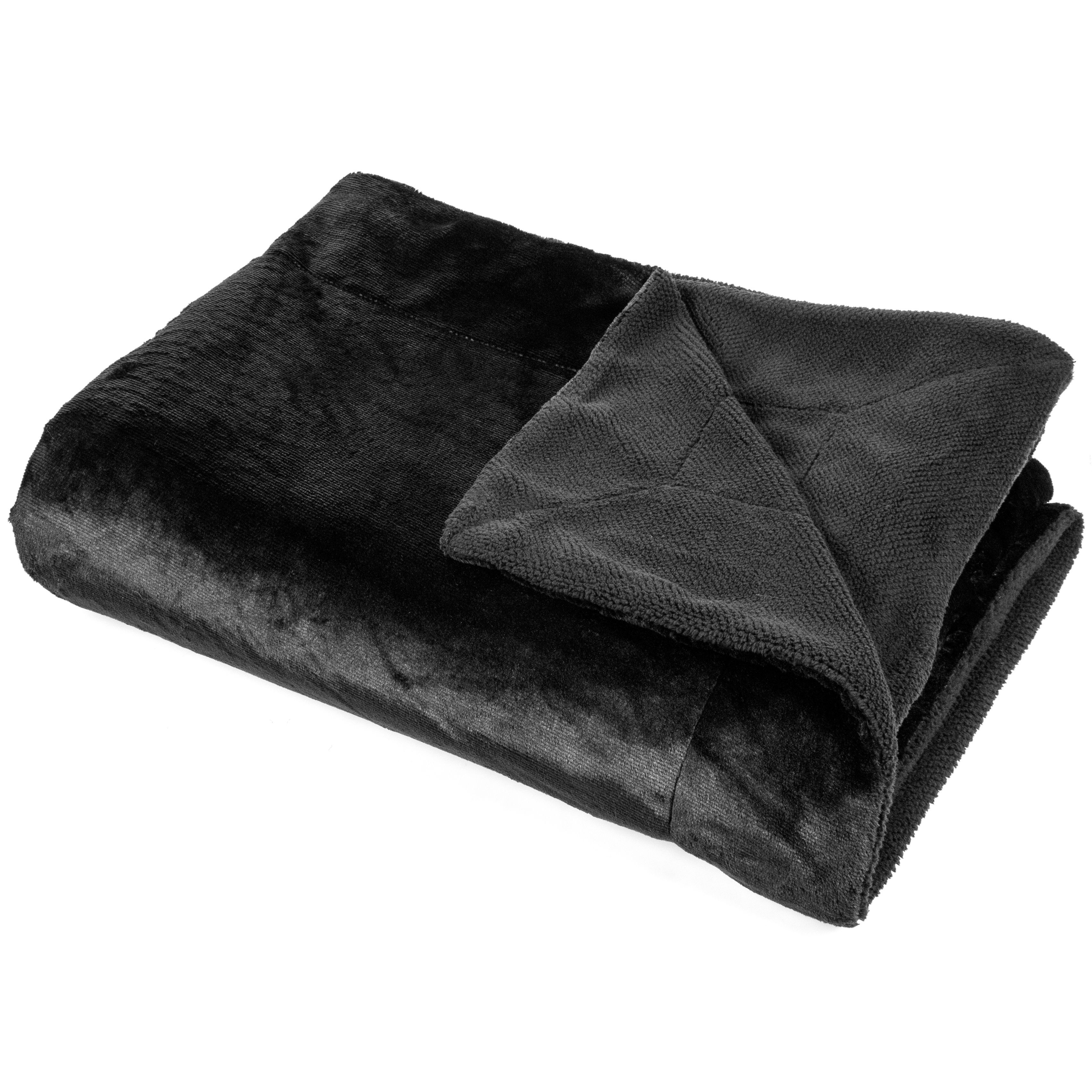 Chartwell Luxury Black Plain Velvet Throw | Departments | DIY at B&Q