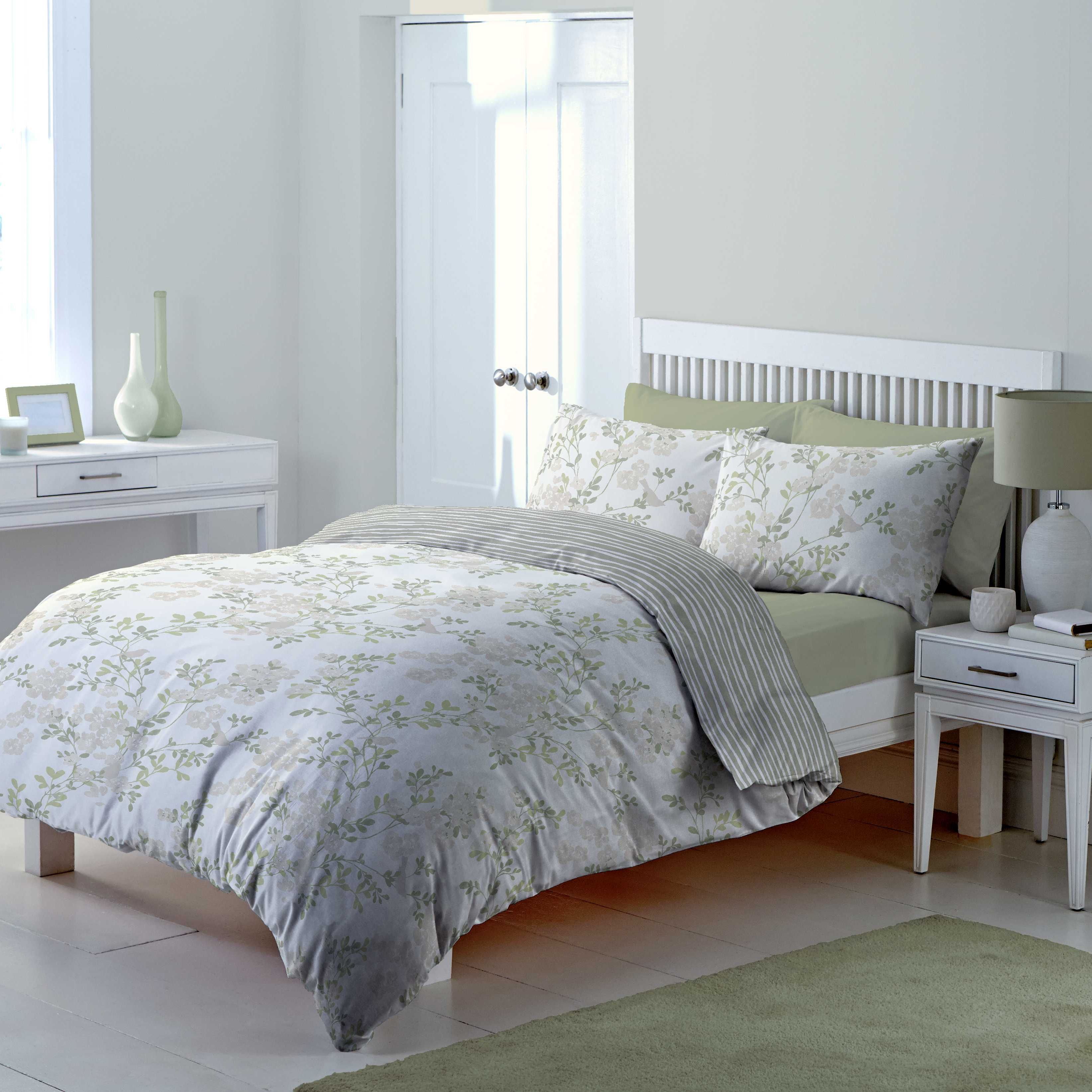 Chartwell Floral Blossom Floral Blossom Striped Cream King Size Bed 