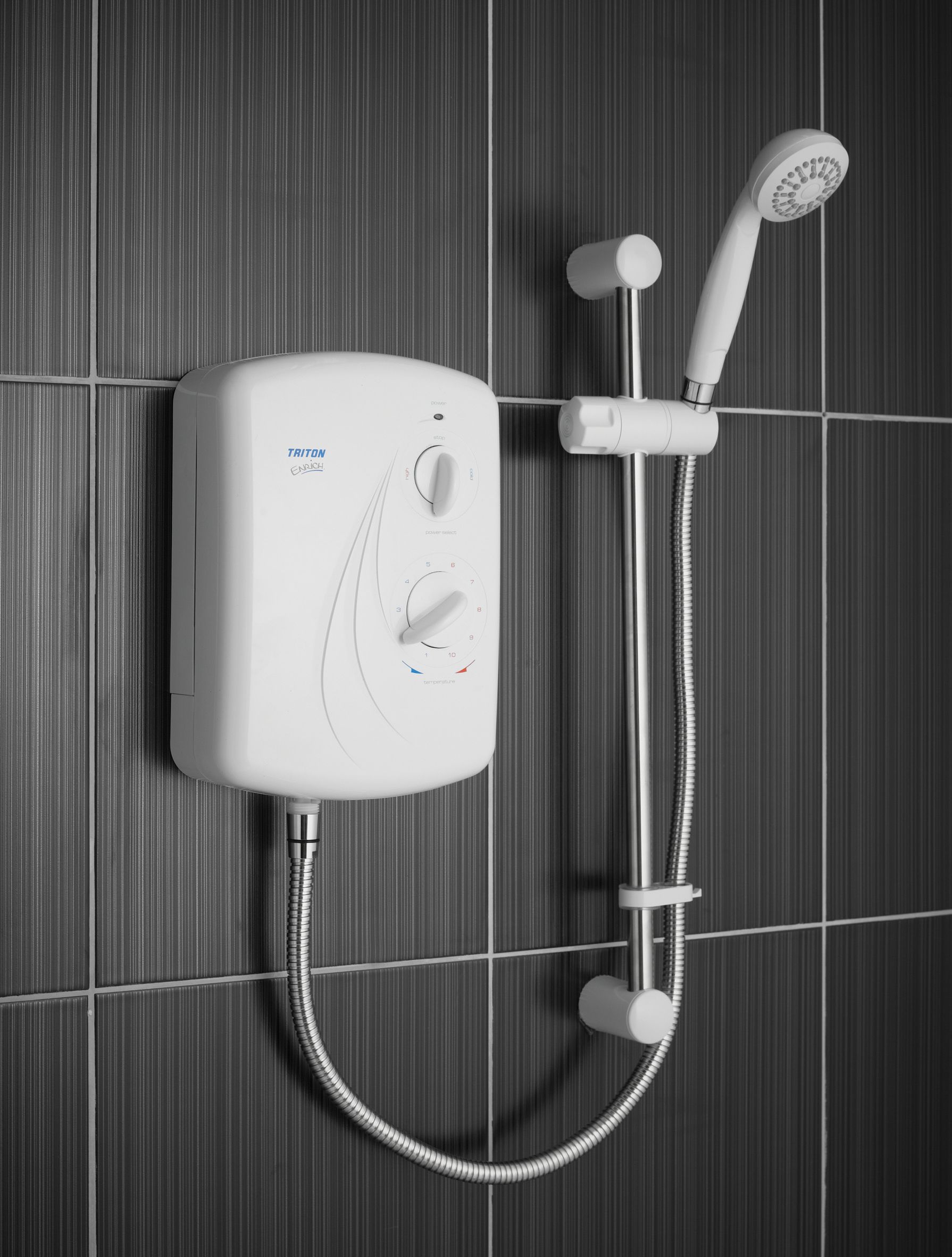 TRITON ENRICH WHITE 8.5KW Manual Bathroom ELECTRIC SHOWER Free