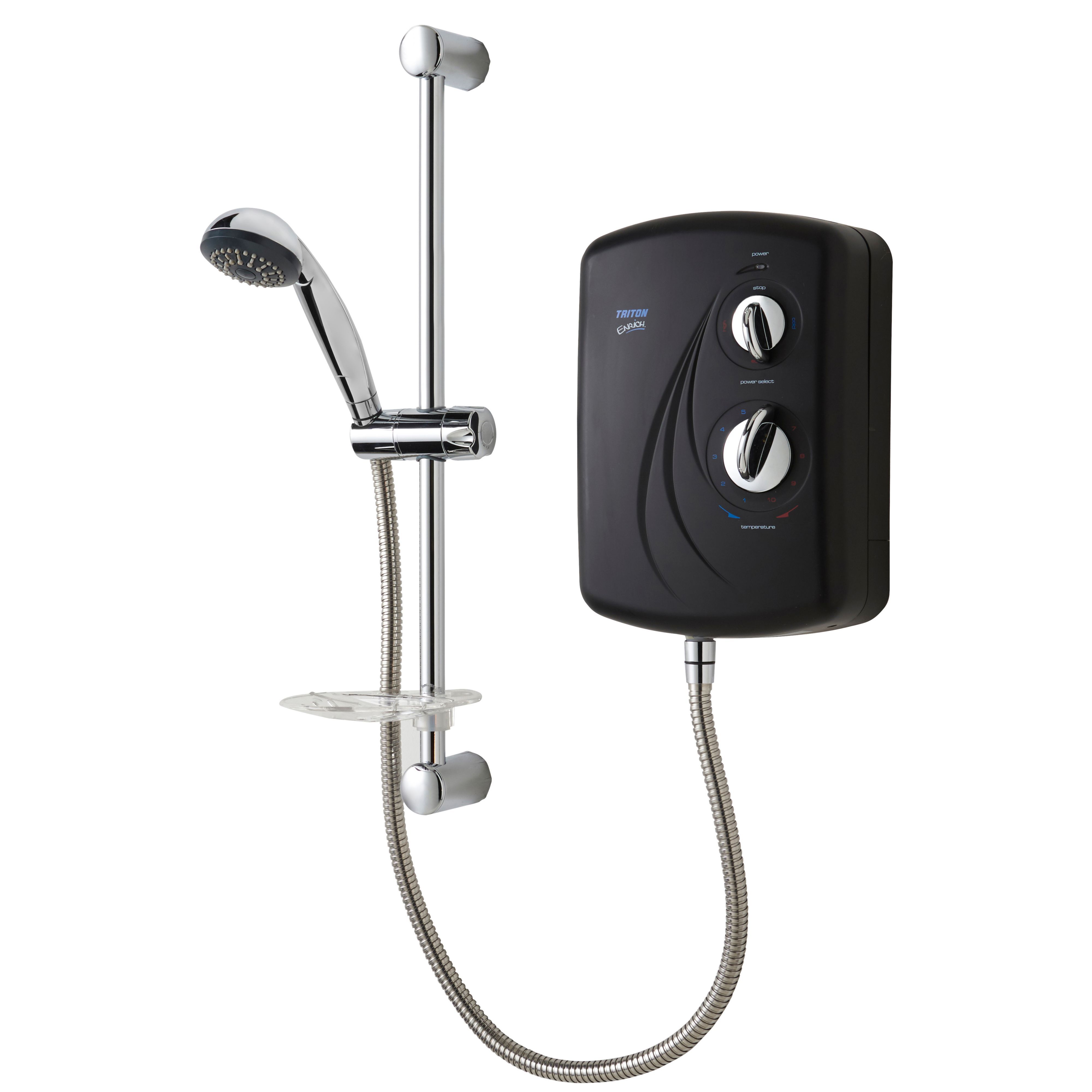 Triton Enrich Black Electric Shower, 10.5kW Departments DIY at B&Q
