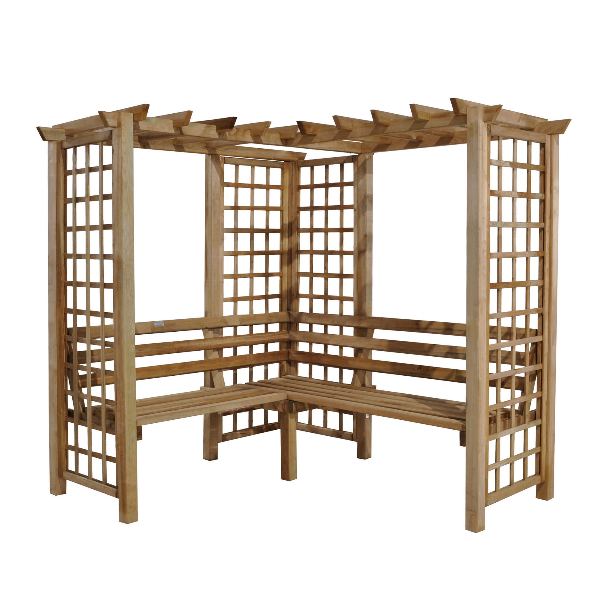 Forest Garden Forest Sorrento Trellis Arbour, (H)2170mm (W)1990mm (D)2020mm - Assembly Required