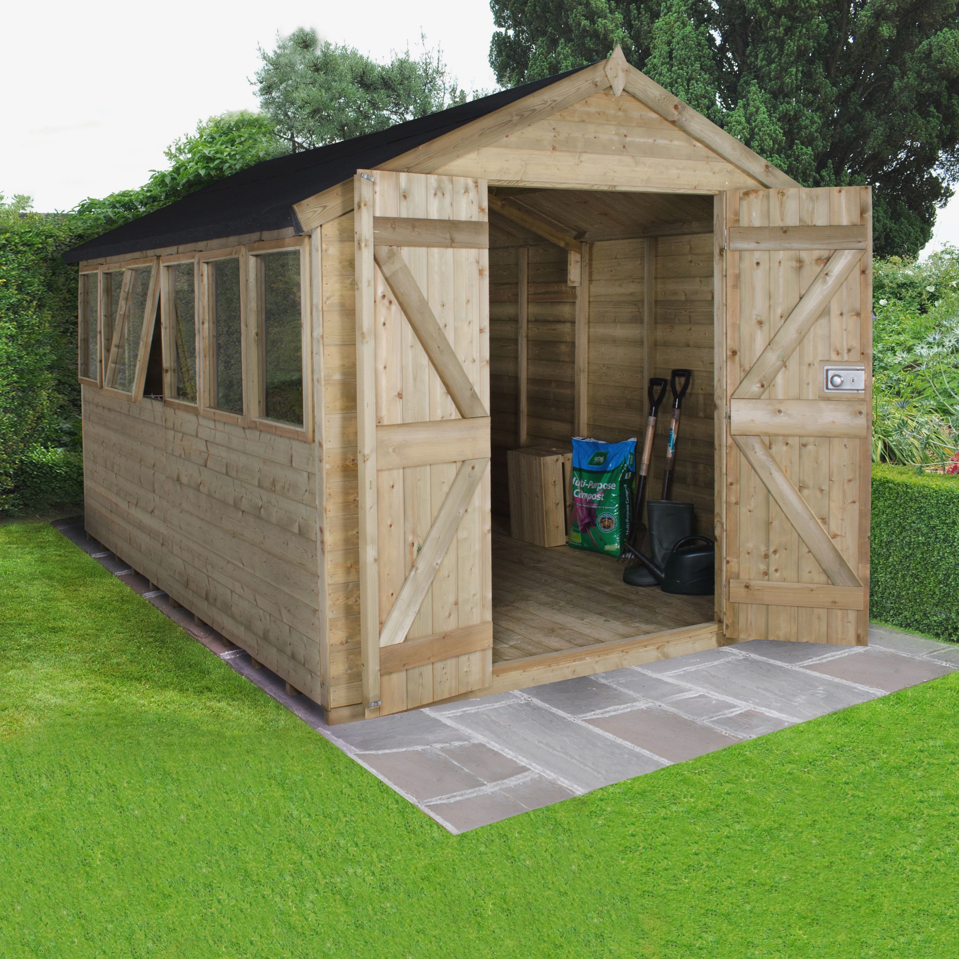 12x8 forest apex roof tongue & groove wooden shed