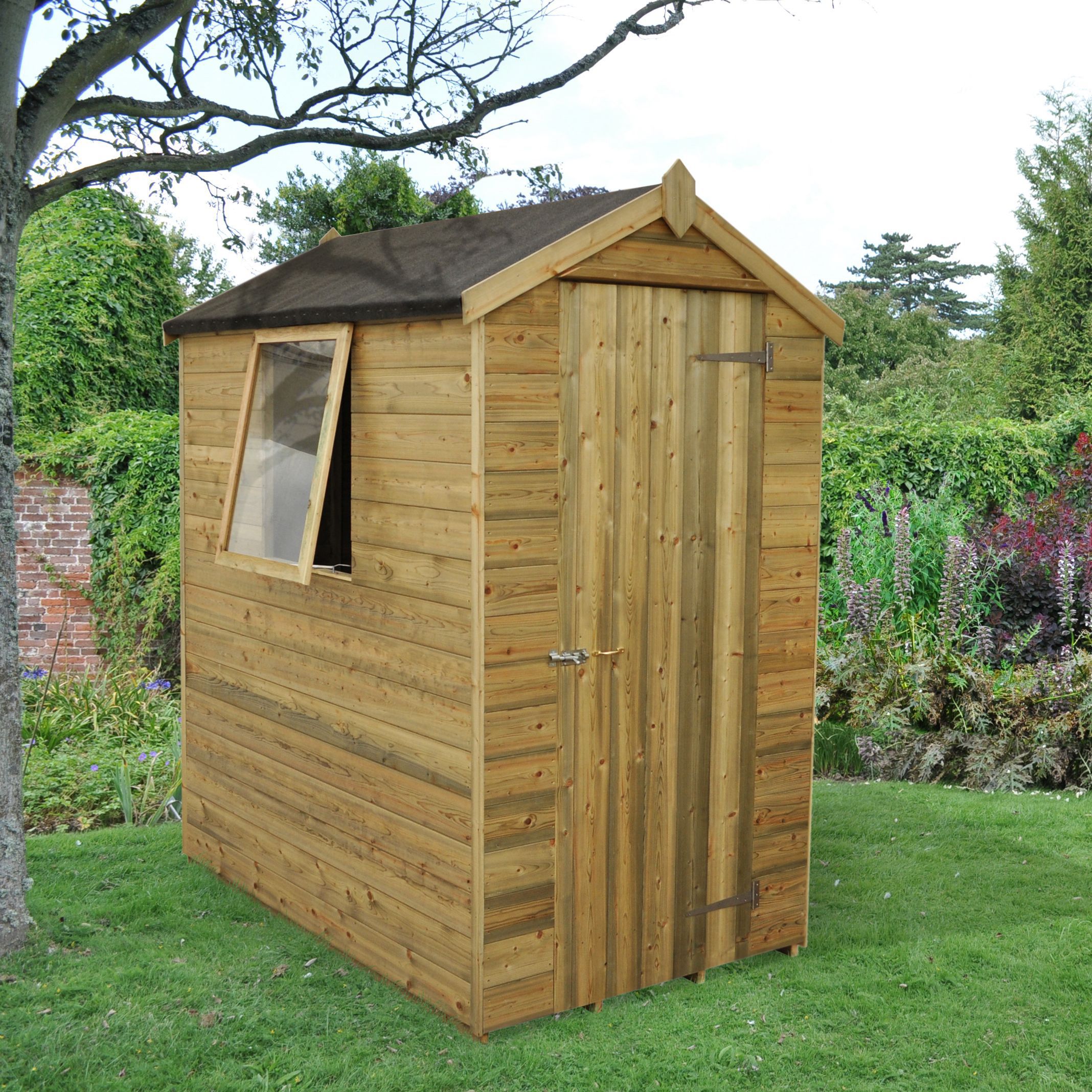 6x4 Forest Apex Tongue &amp; groove Wooden Shed | Departments 