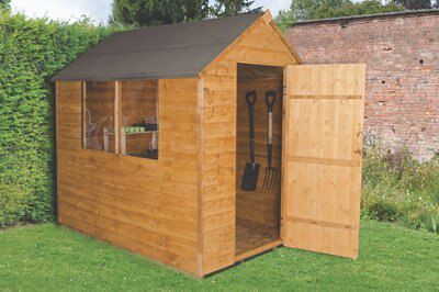 7x5 Forest Apex Overlap Wooden Shed Base included 