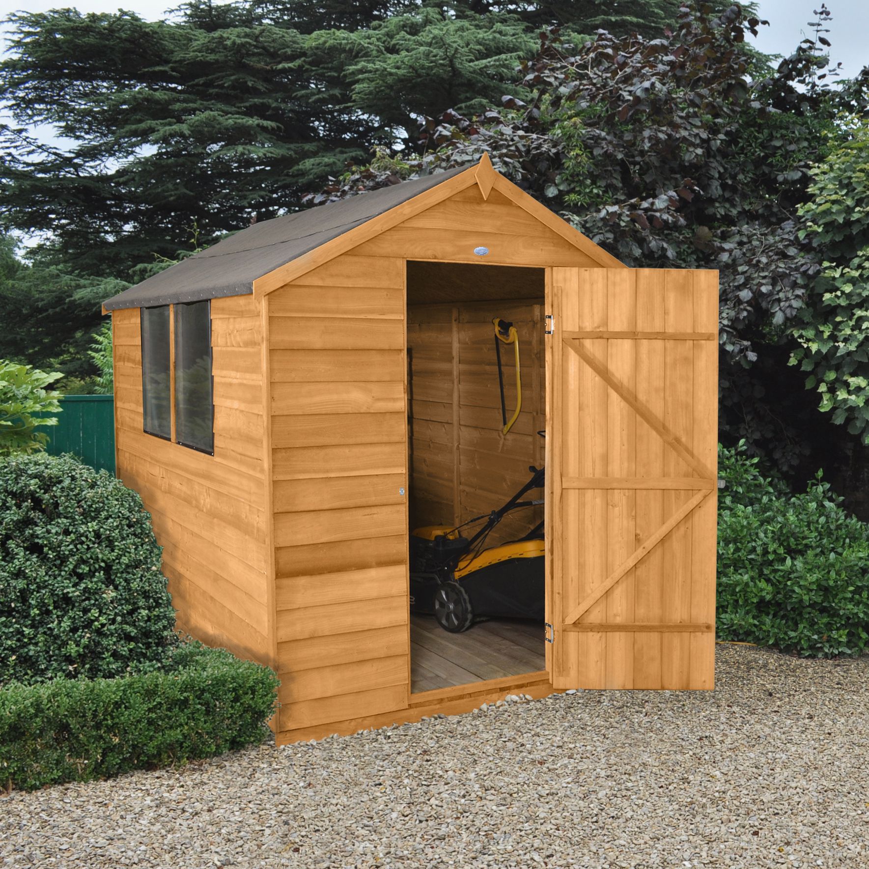 8x6 Forest Apex Overlap Wooden Shed With Assembly Service Base Included