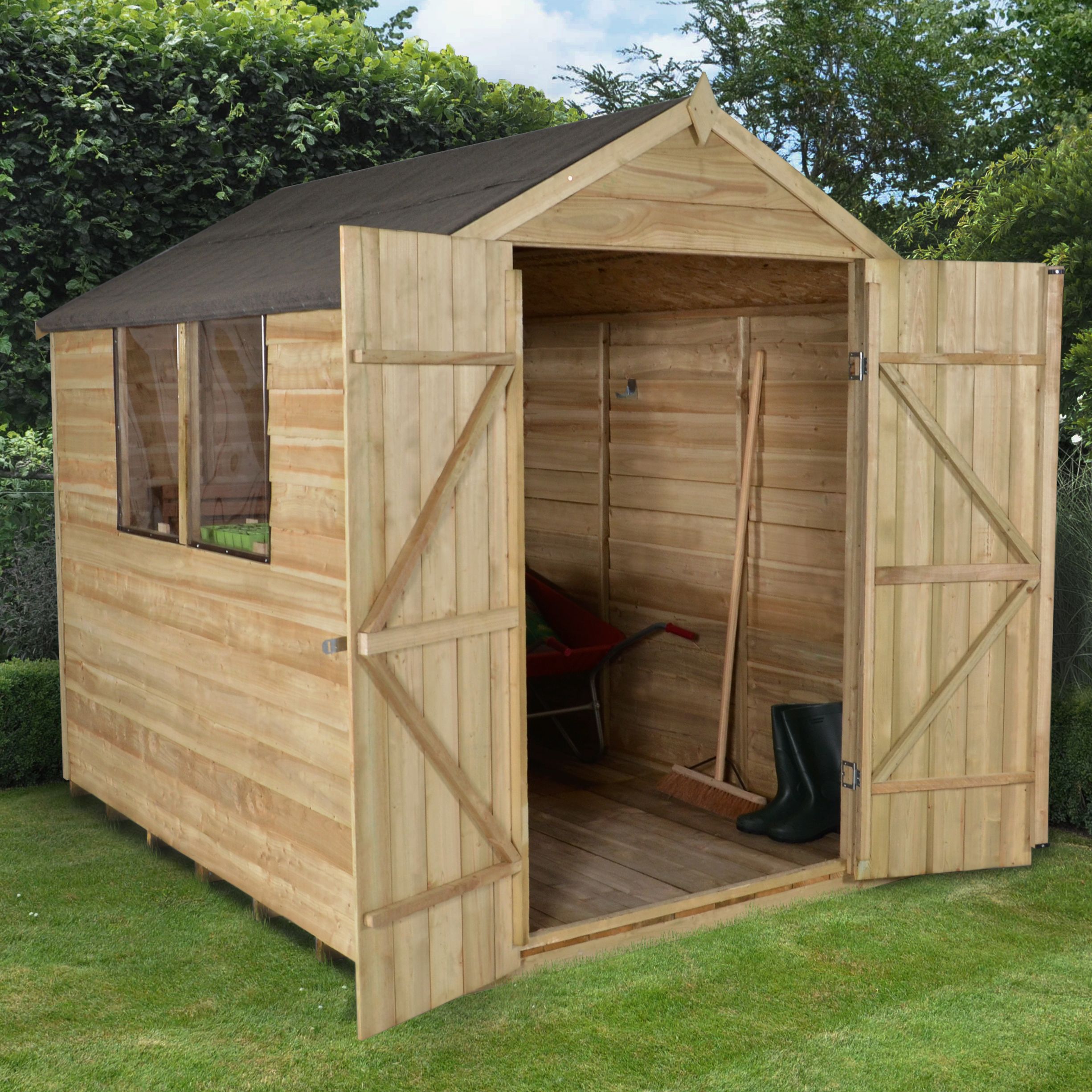 8x6 forest apex roof overlap wooden shed departments