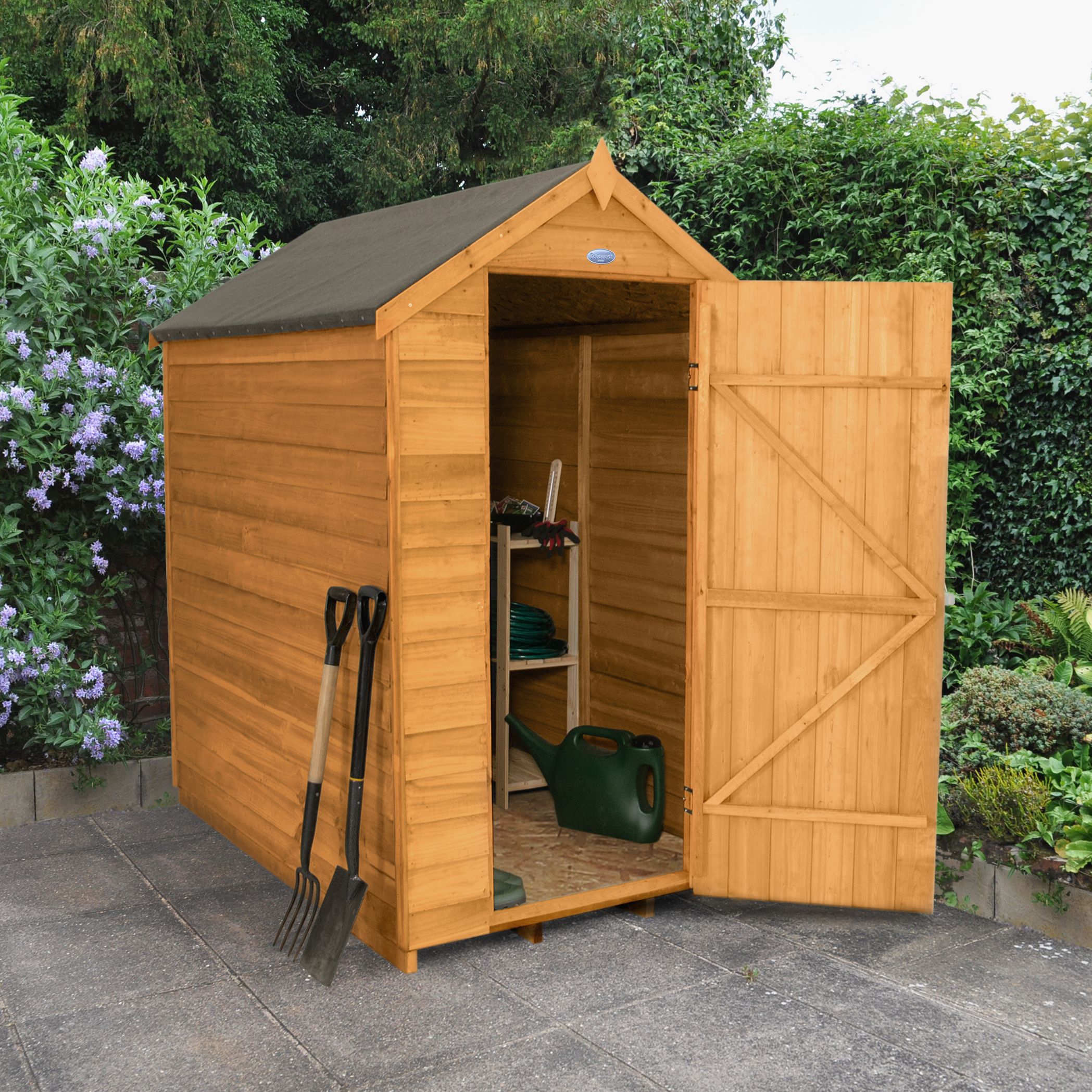 6x4 Forest Apex Overlap Wooden Shed With Assembly Service Base Included 