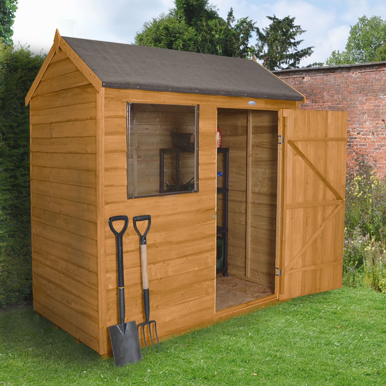 6x4 Reverse apex Overlap Wooden Shed With assembly service 
