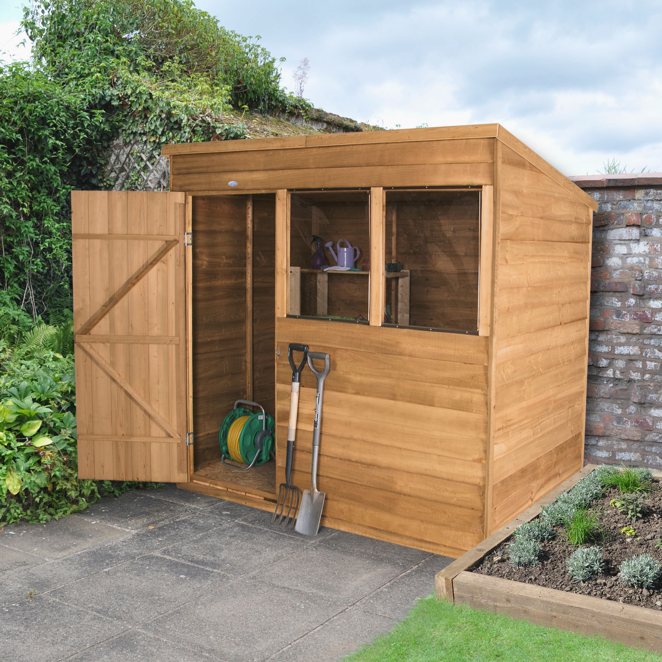 7x5 Forest Pent Overlap Wooden Shed | Departments | DIY At B&Q