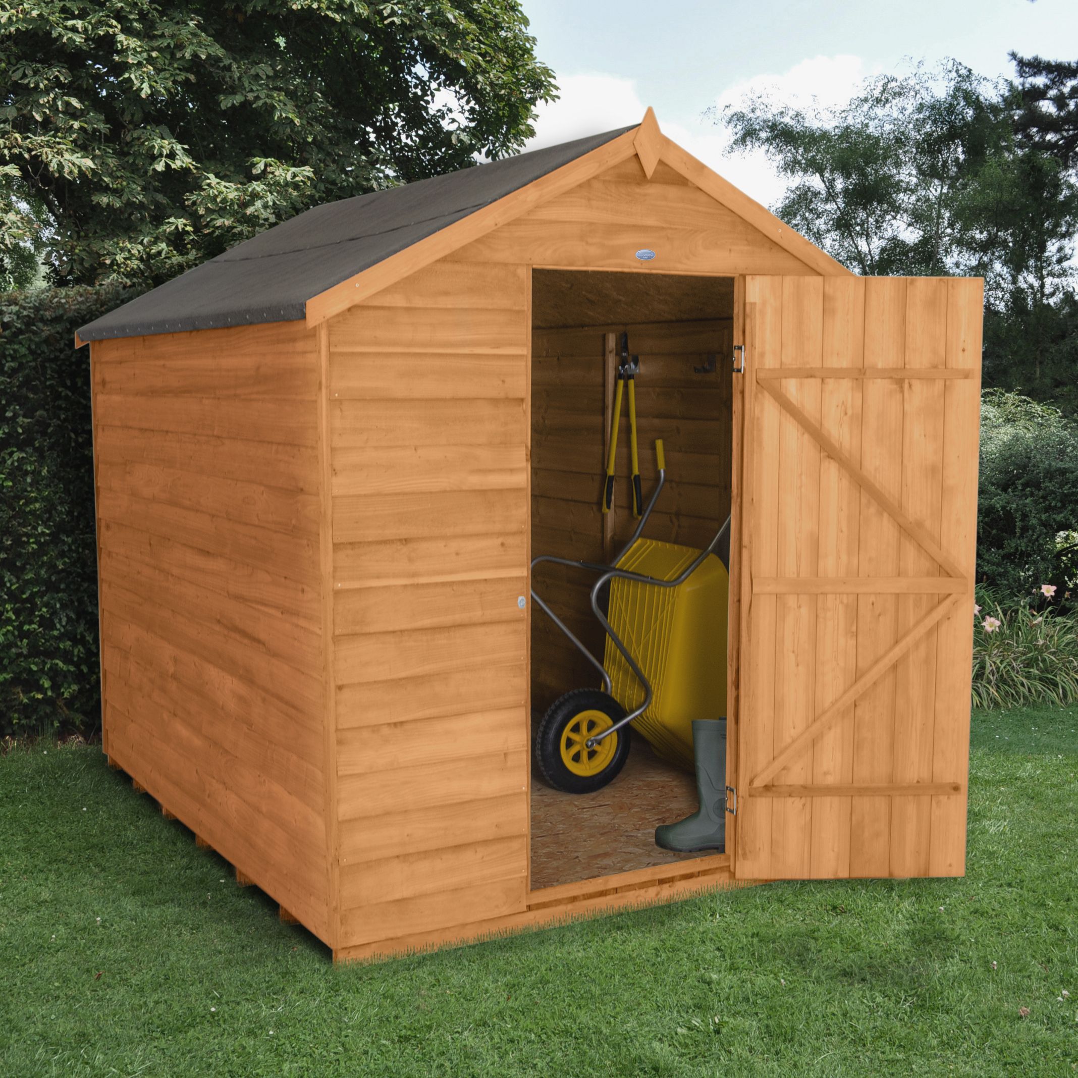 8x6 apex overlap wooden shed with assembly service