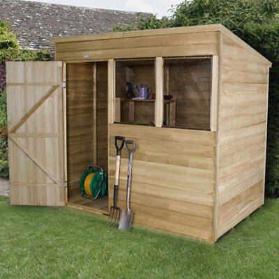 7x5 Forest Pent Overlap Wooden Shed Base included 