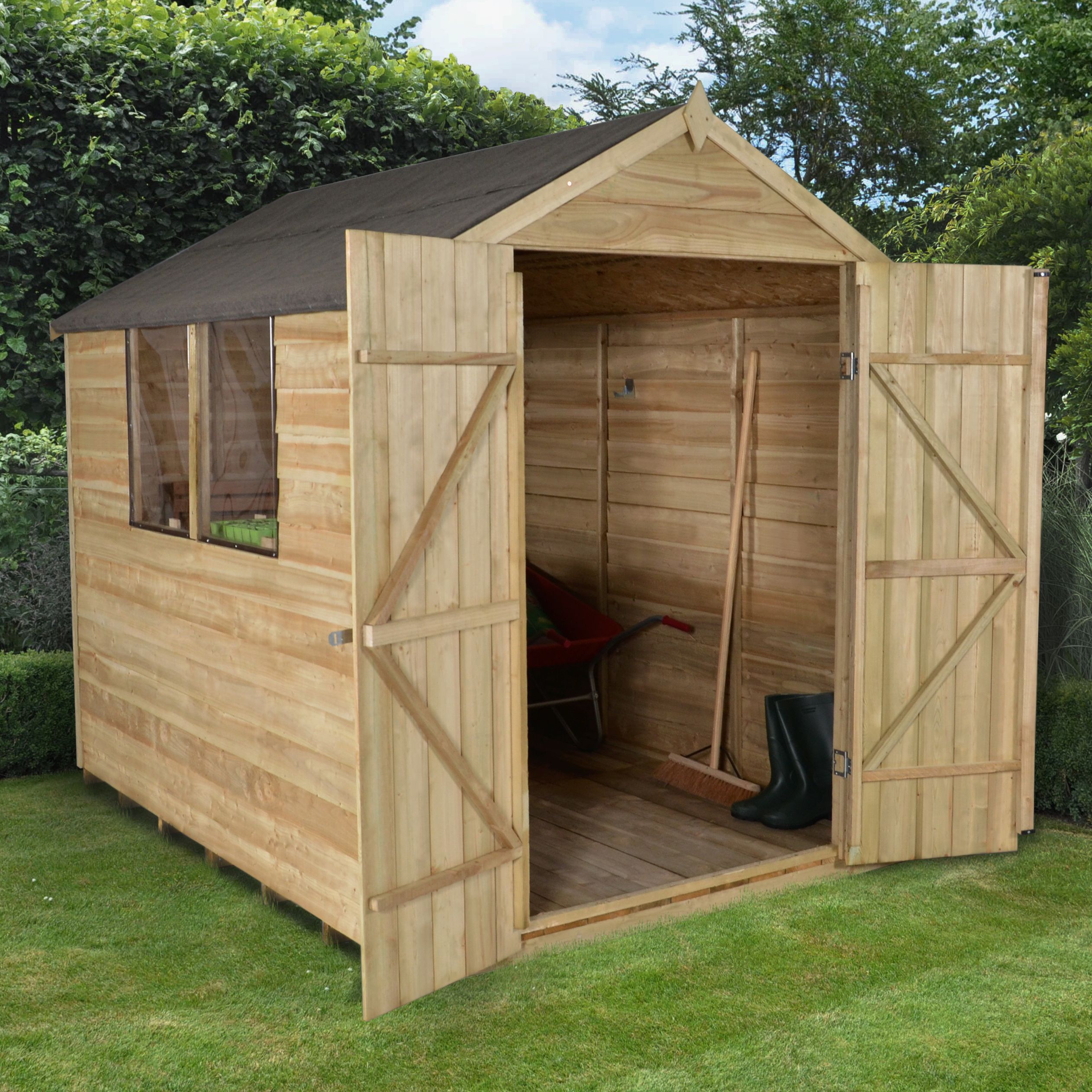 8x6 apex overlap wooden shed base included departments
