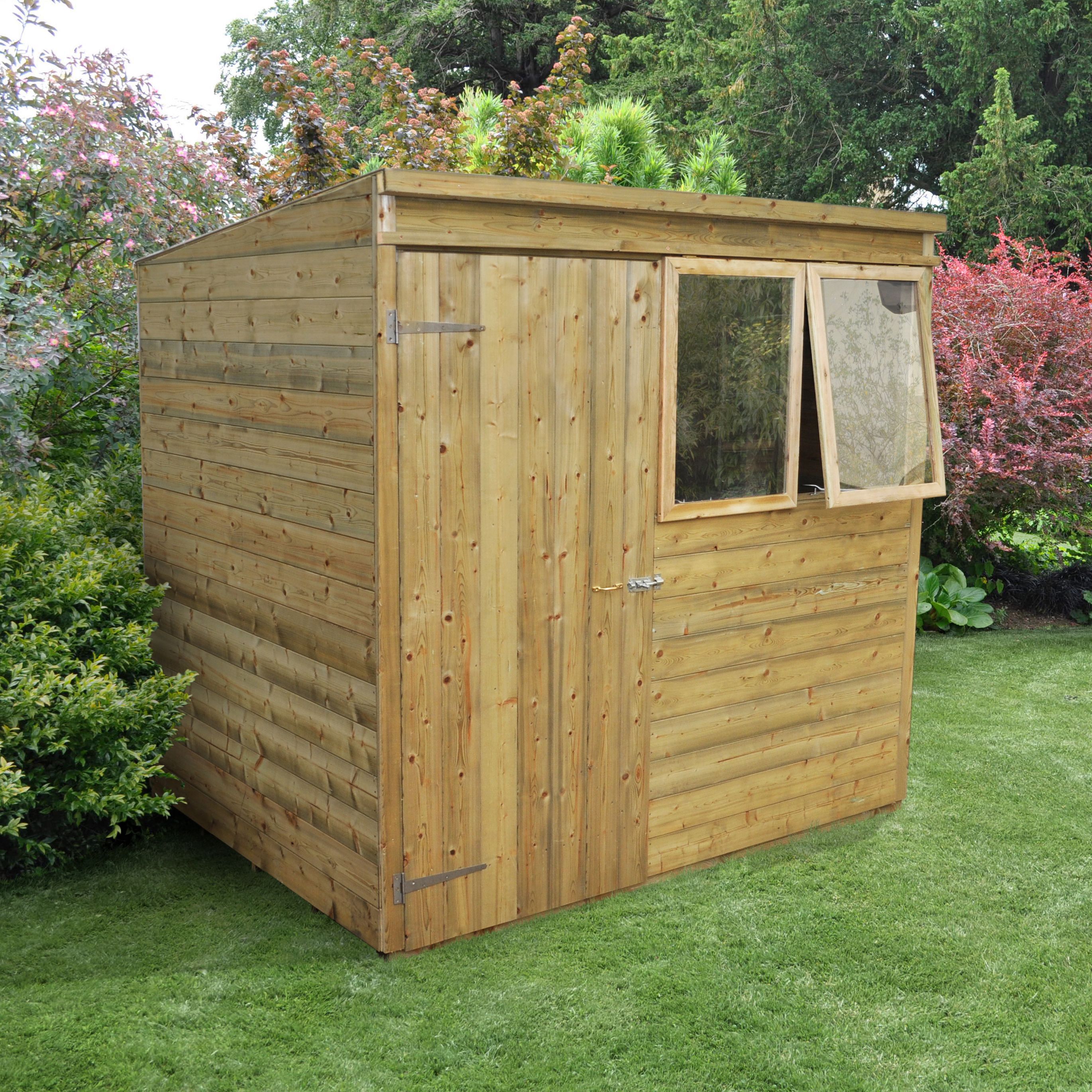 Forest Garden 7X5 Ft Pent Tongue & Groove Wooden Shed With Floor - Assembly Service Included