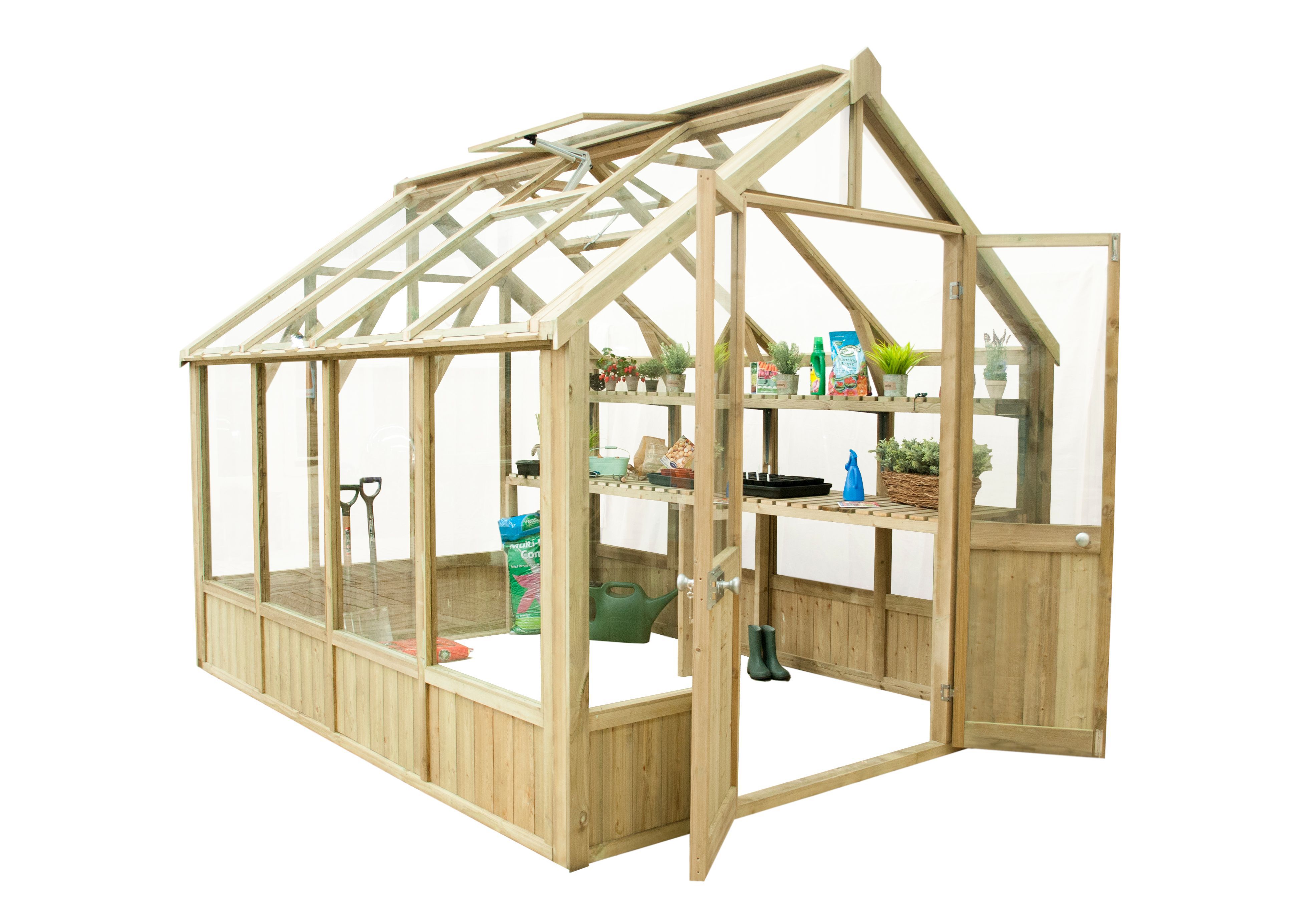 Forest Garden Vale 10x8 Toughened Glass Apex Greenhouse | Departments ...