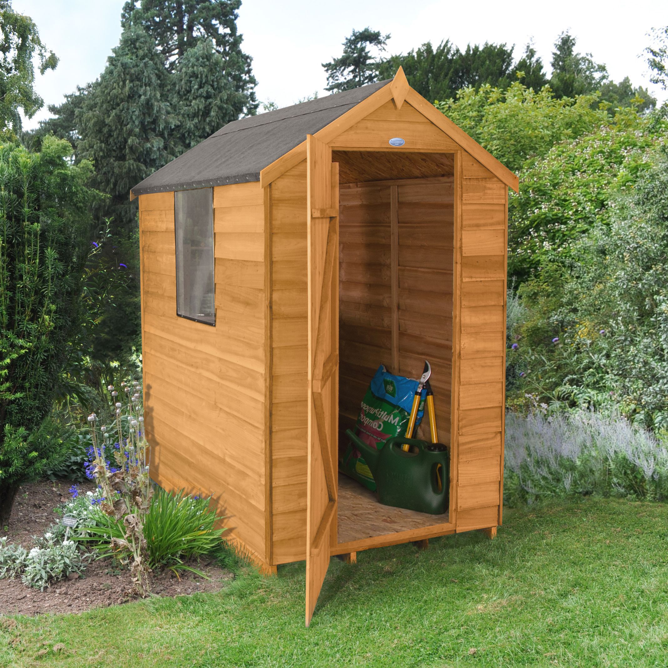 forest 6x4 pressure treated overlap apex shed from garden