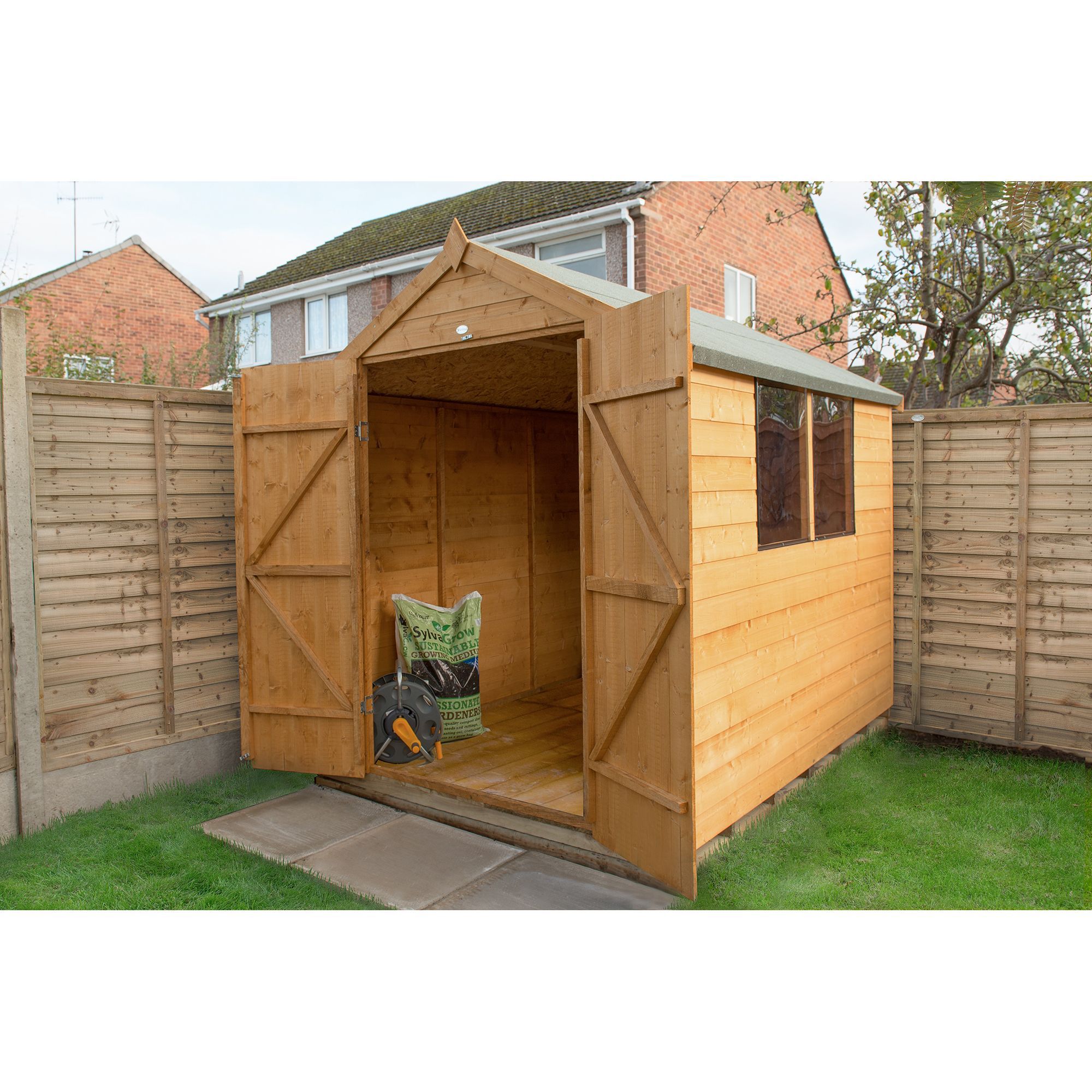 8x6 Apex roof Shiplap Wooden Double Door Shed Base 
