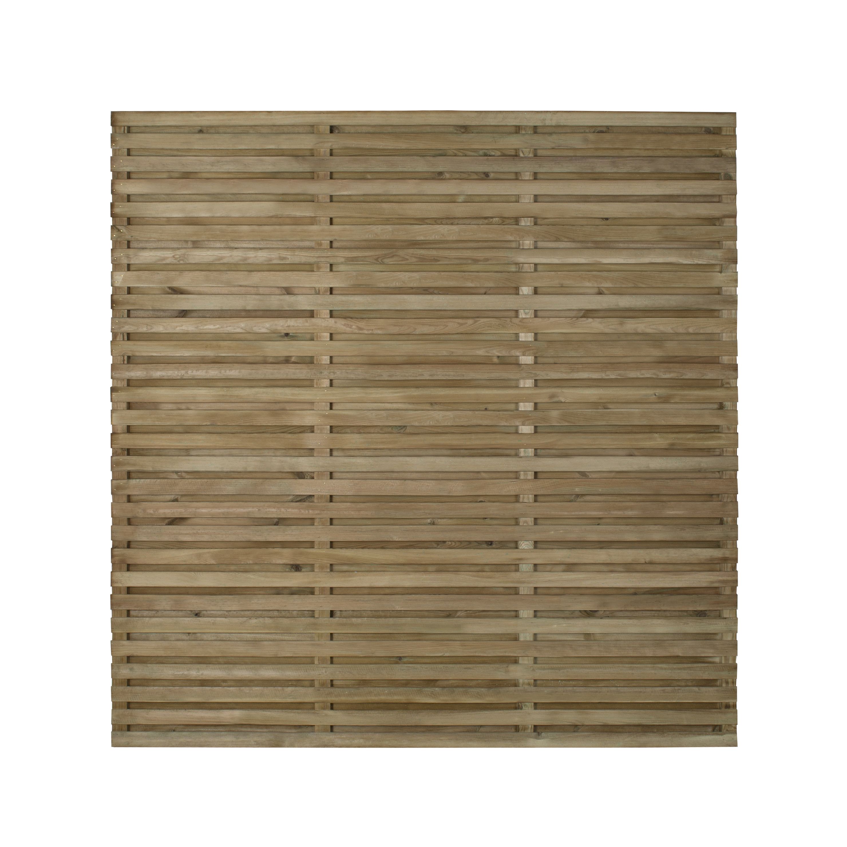 Contemporary Double slatted Fence panel (W)1.8m (H)1.8m, Pack of 4