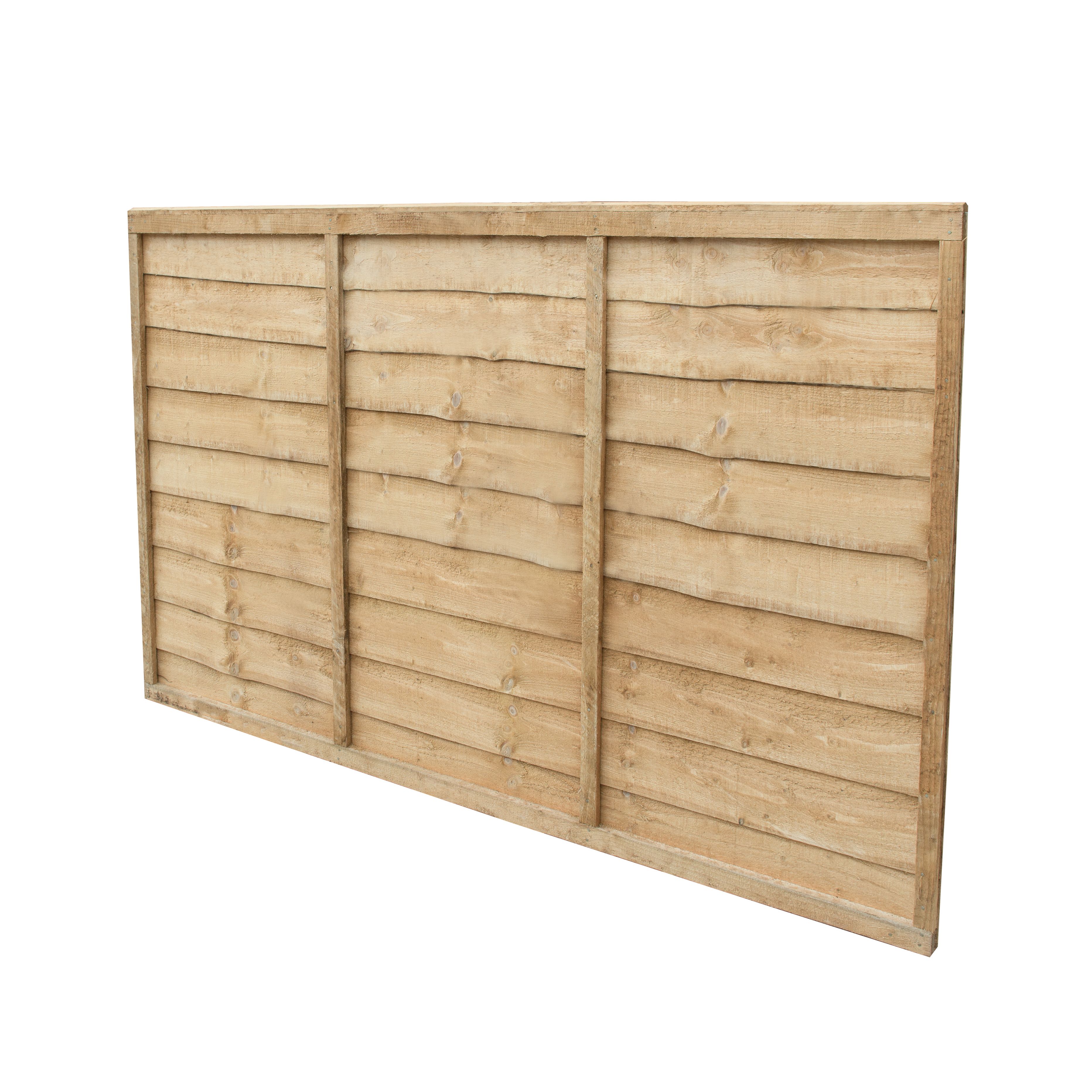 Traditional Pressure treated Lap Fence Panel (W)1.83 m (H)1.22m, Pack of 5