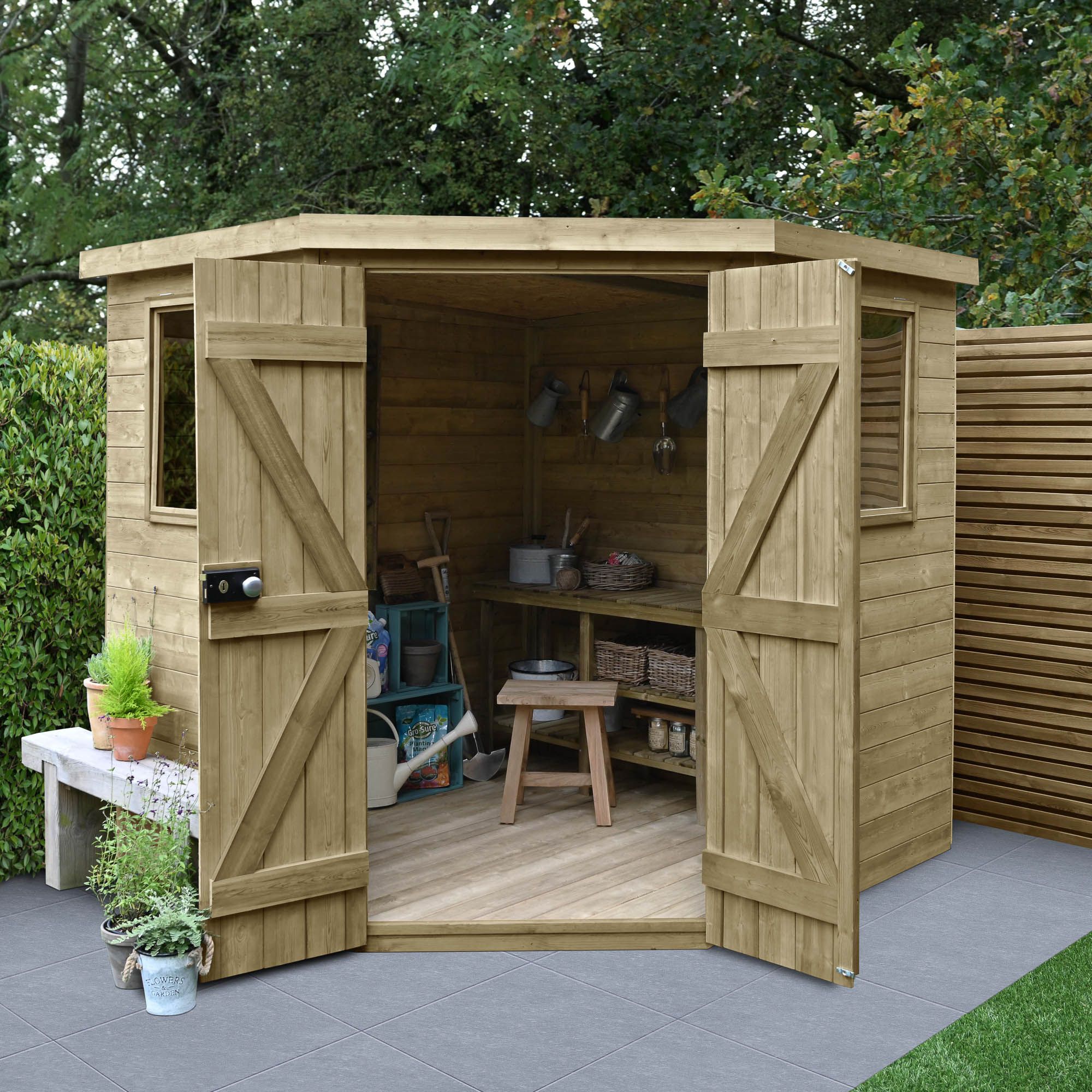 Forest Garden 7X7 Ft Pent Tongue & Groove Shed With Floor
