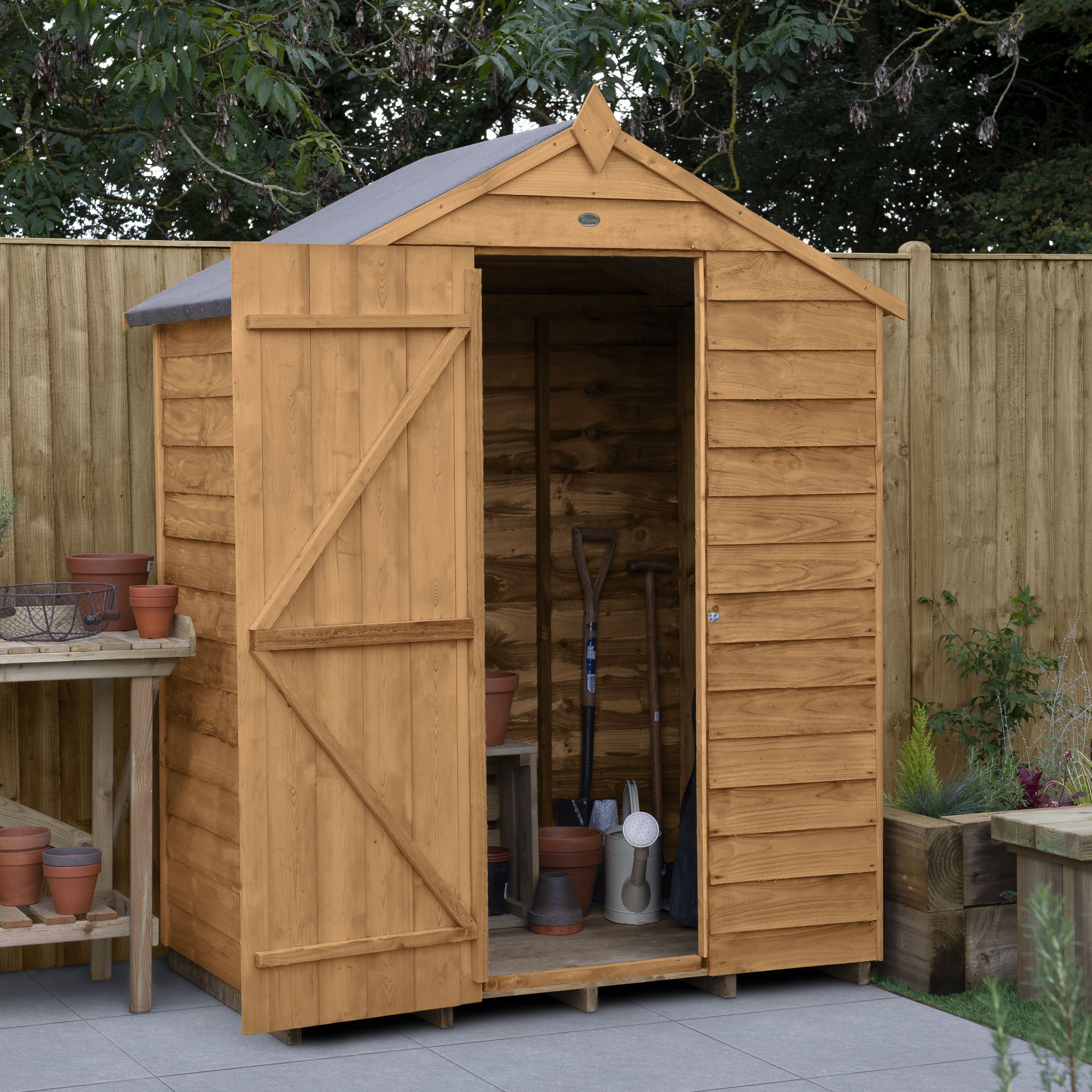 forest garden 5x3 apex overlap timber shed base included