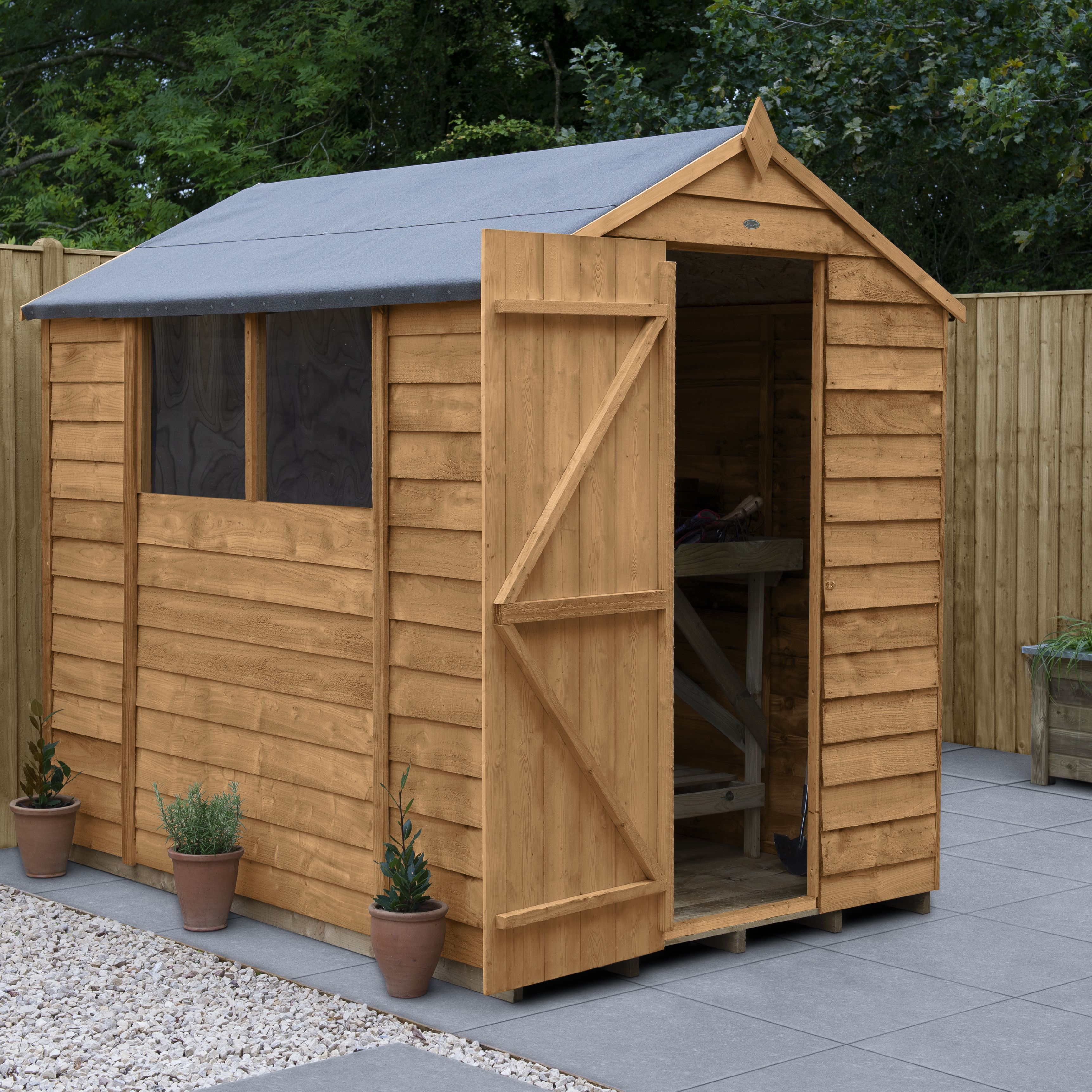 Forest Garden 7x5 Apex Overlap Timber Shed | Departments | DIY at B&Q