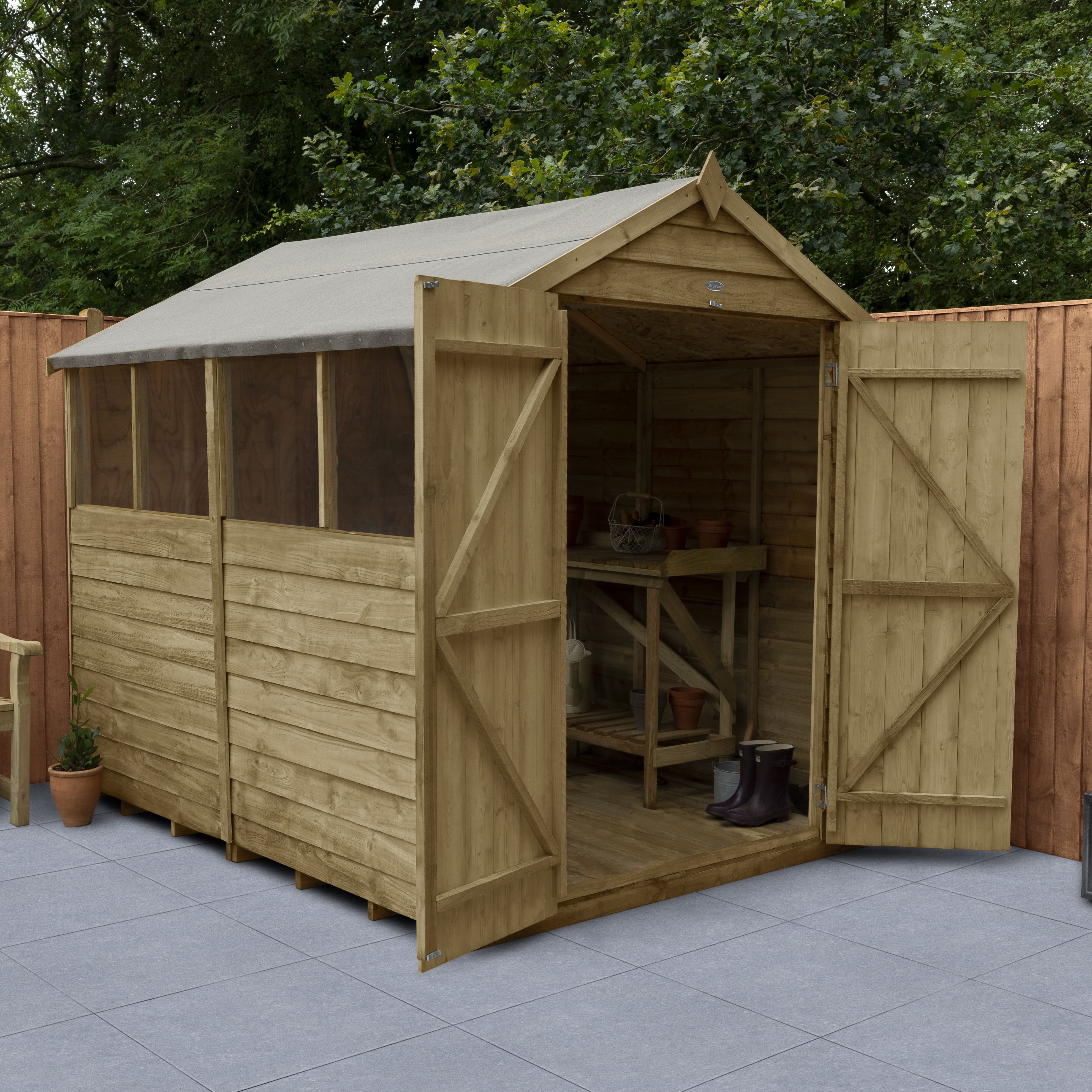 Forest Garden 8x6 Apex Overlap Timber Shed (Base Included ...