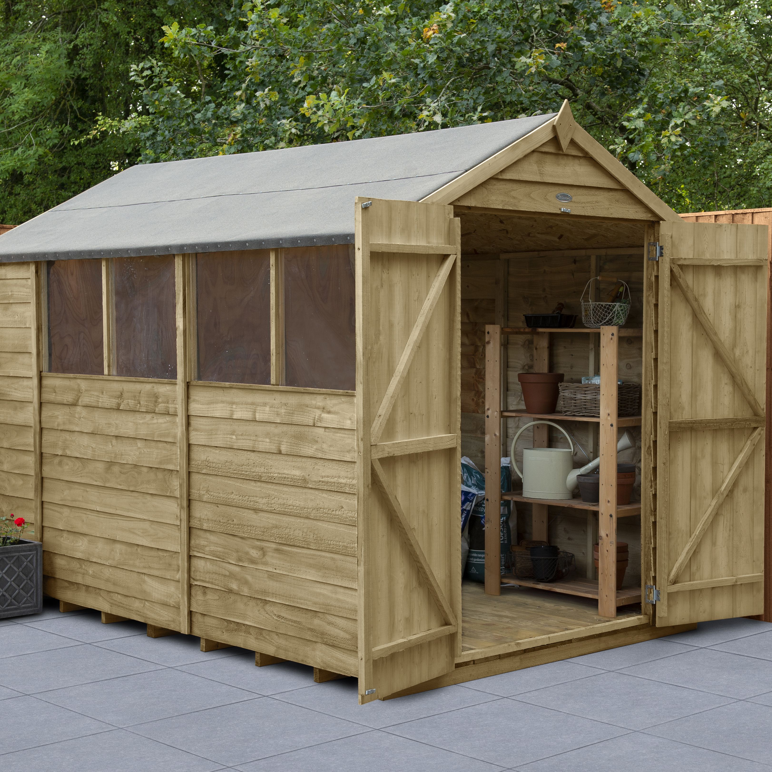 Forest Garden 10x6 Apex Overlap Timber Shed - Assembly Service Included ...