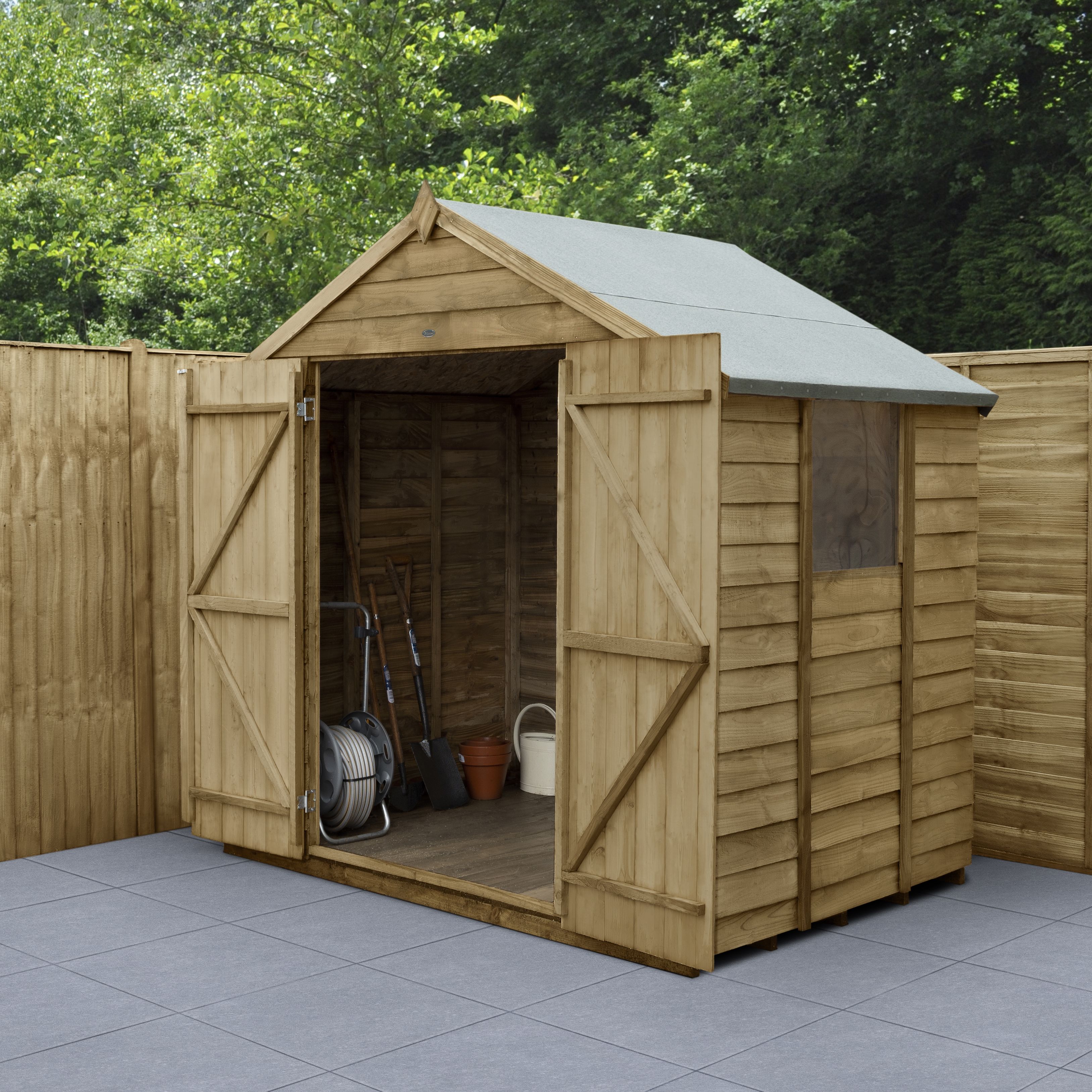 Forest Garden 7x5 Apex Overlap Timber Shed (Base included) - Assembly ...