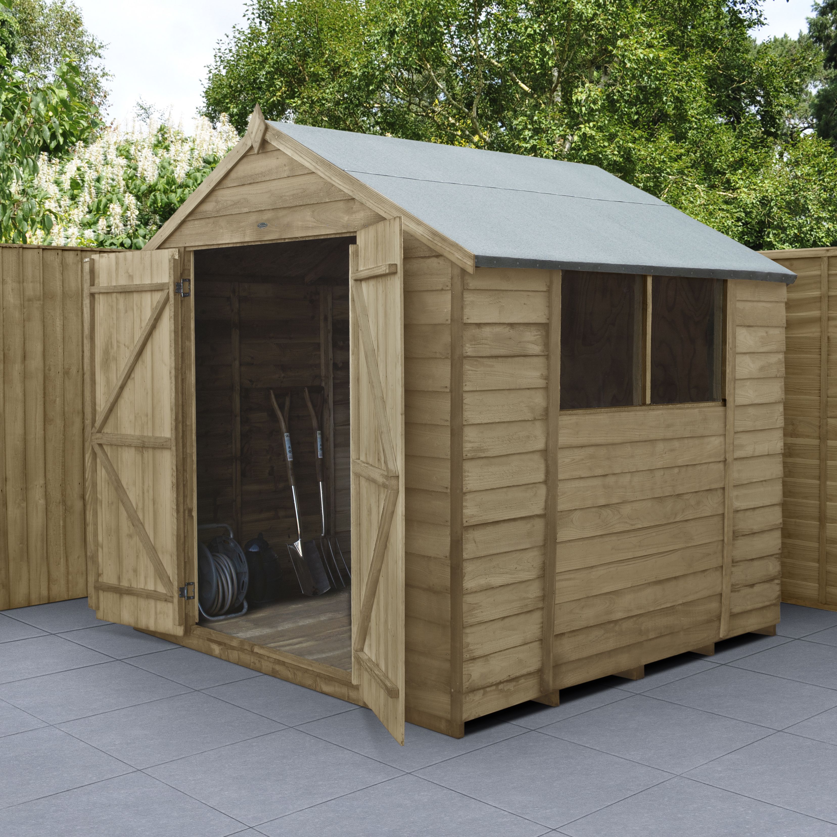 7x7 blooma apex overlap wooden shed departments diy at b&q