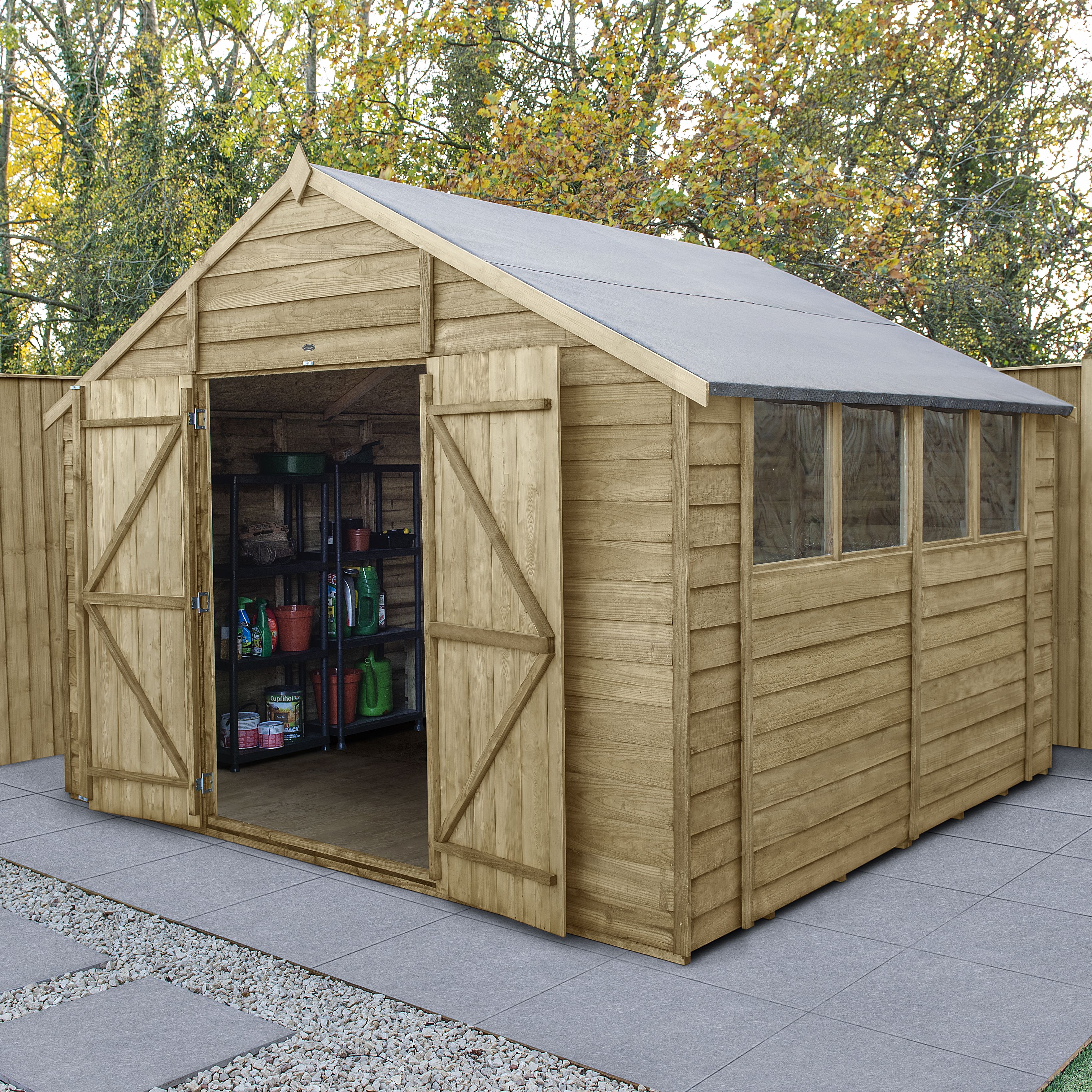 Forest Garden 10x10 Apex Overlap Timber Shed Departments DIY At B Q   5013053178010 01i Bq