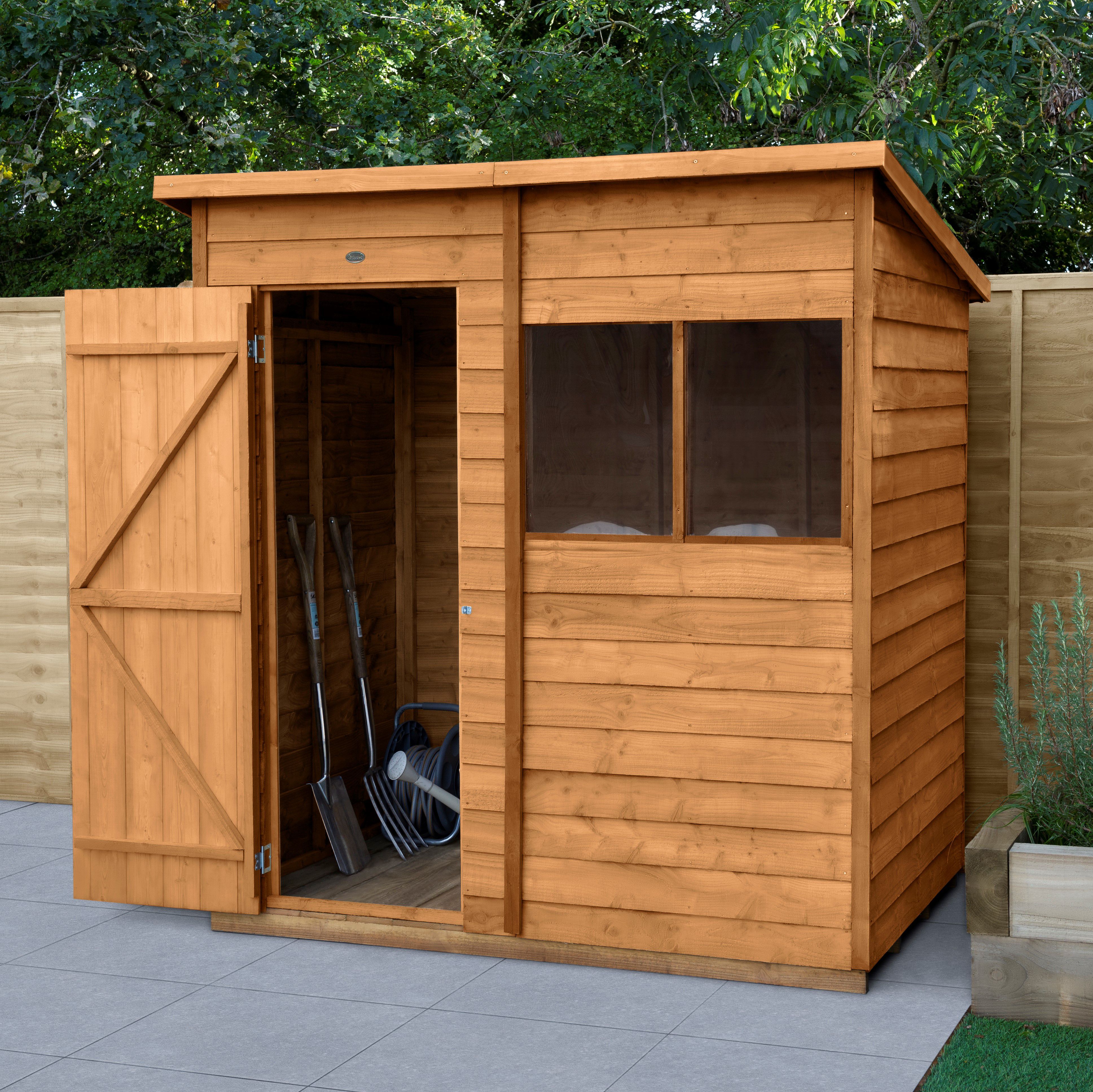 Forest Garden 6x4 Pent Overlap Timber Shed (Base Included ...