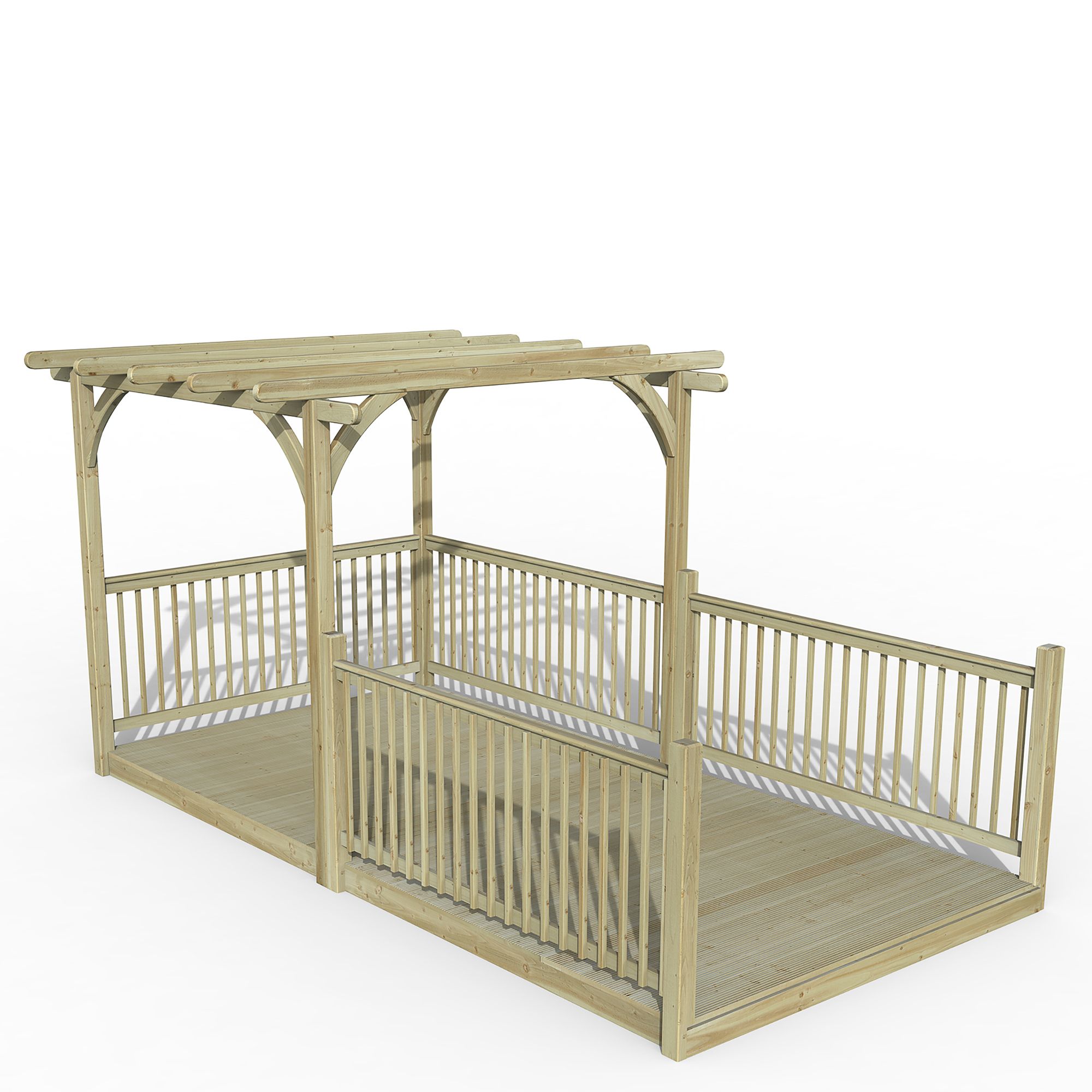 Forest Garden Natural Pergola & Decking Kit, X4 Post X4 Balustrade (H) 2.5M X (W) 5.2M