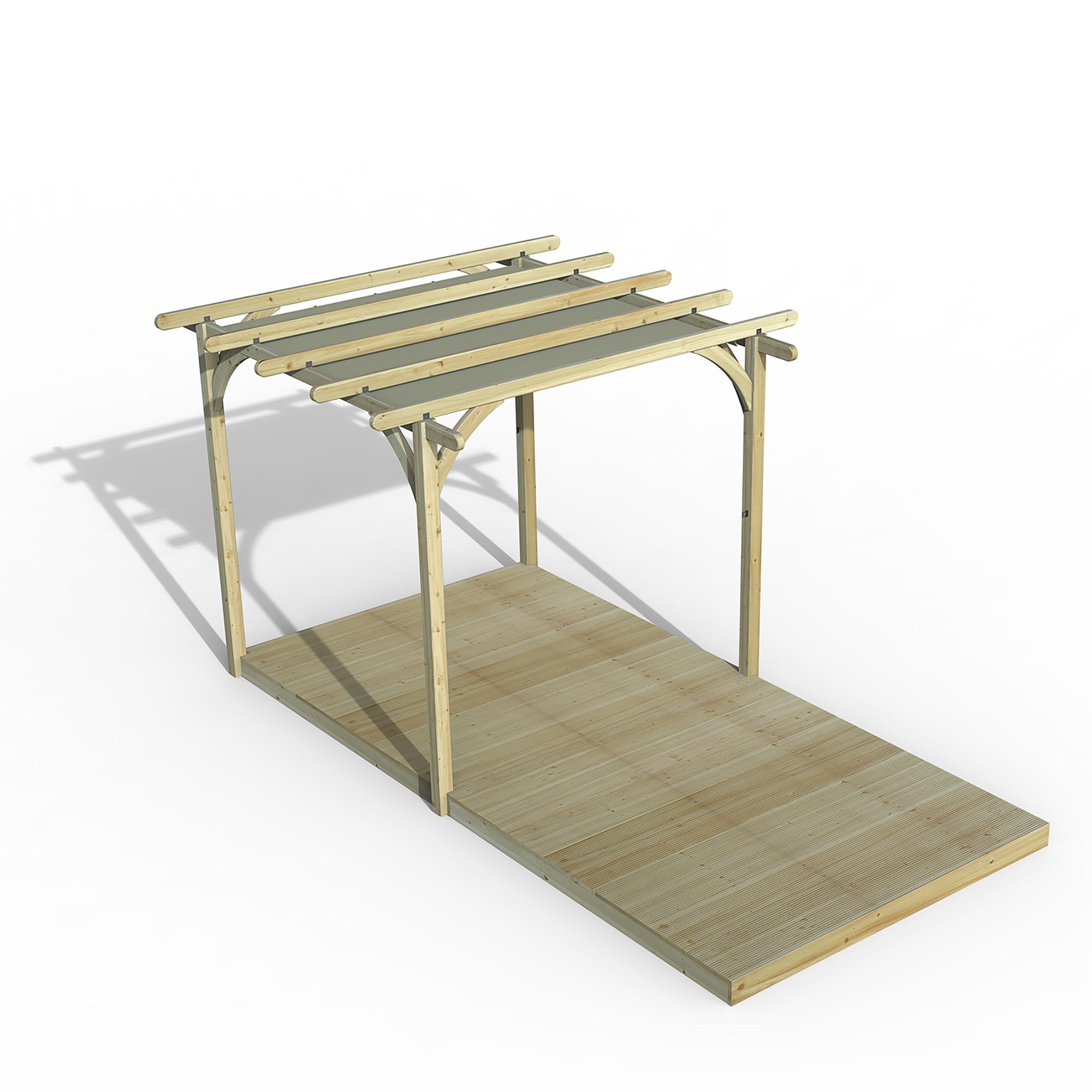 Forest Garden Grey Pergola & Decking Kit, X4 Post (H) 2.5M X (W) 5.2M - Canopy Included