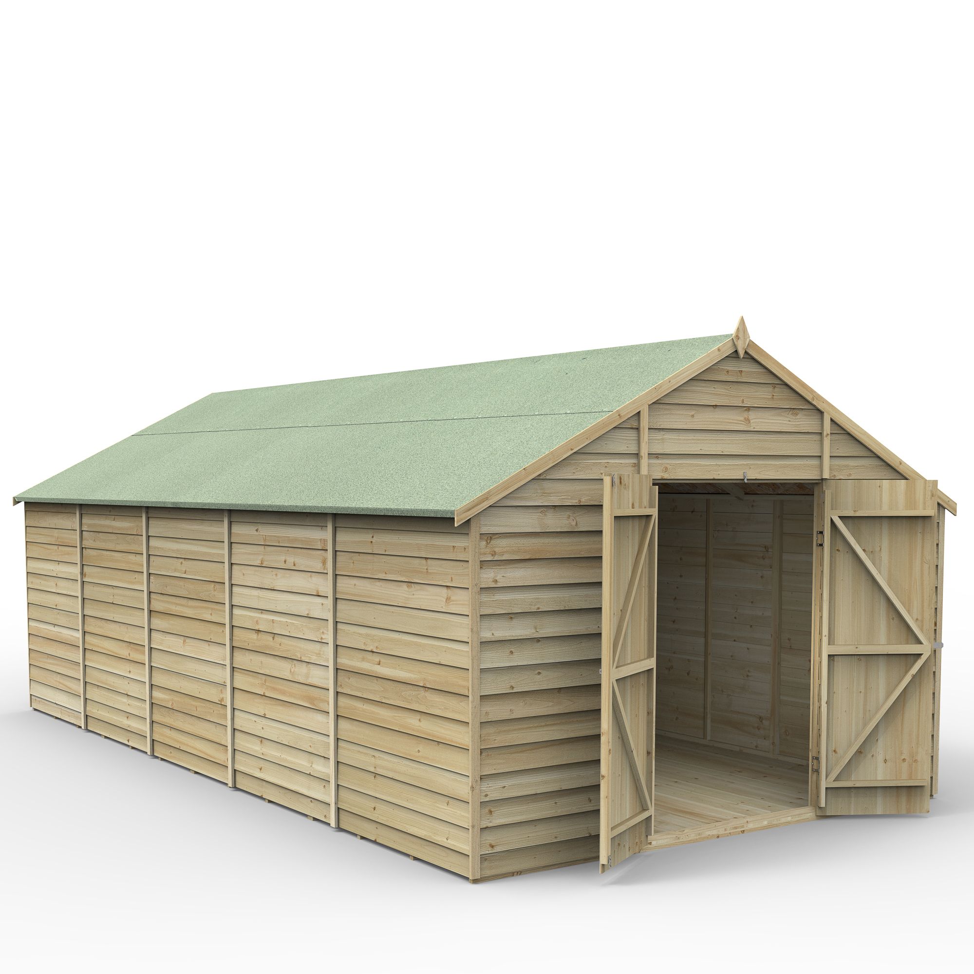 Forest Garden 10X20 Apex Pressure Treated Overlap Wooden Shed With Floor