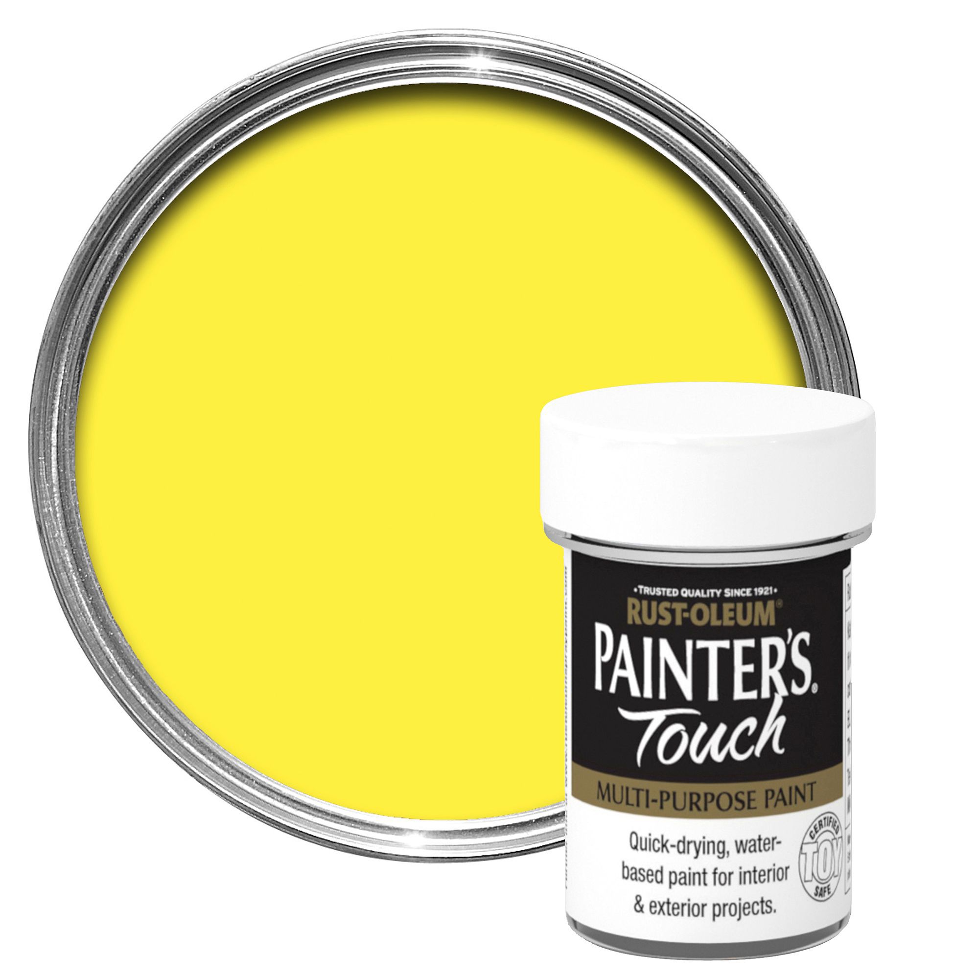 RustOleum Painter's touch Bright yellow Gloss Multipurpose paint 0.02L