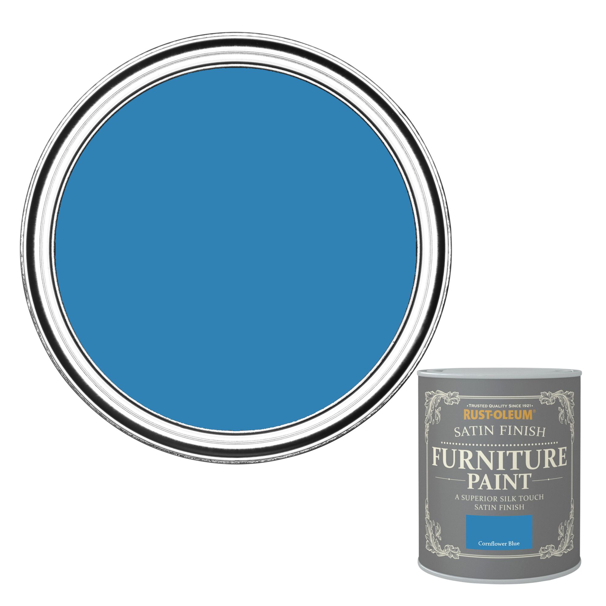 RustOleum Cornflower blue Satin Furniture paint 750ml Departments