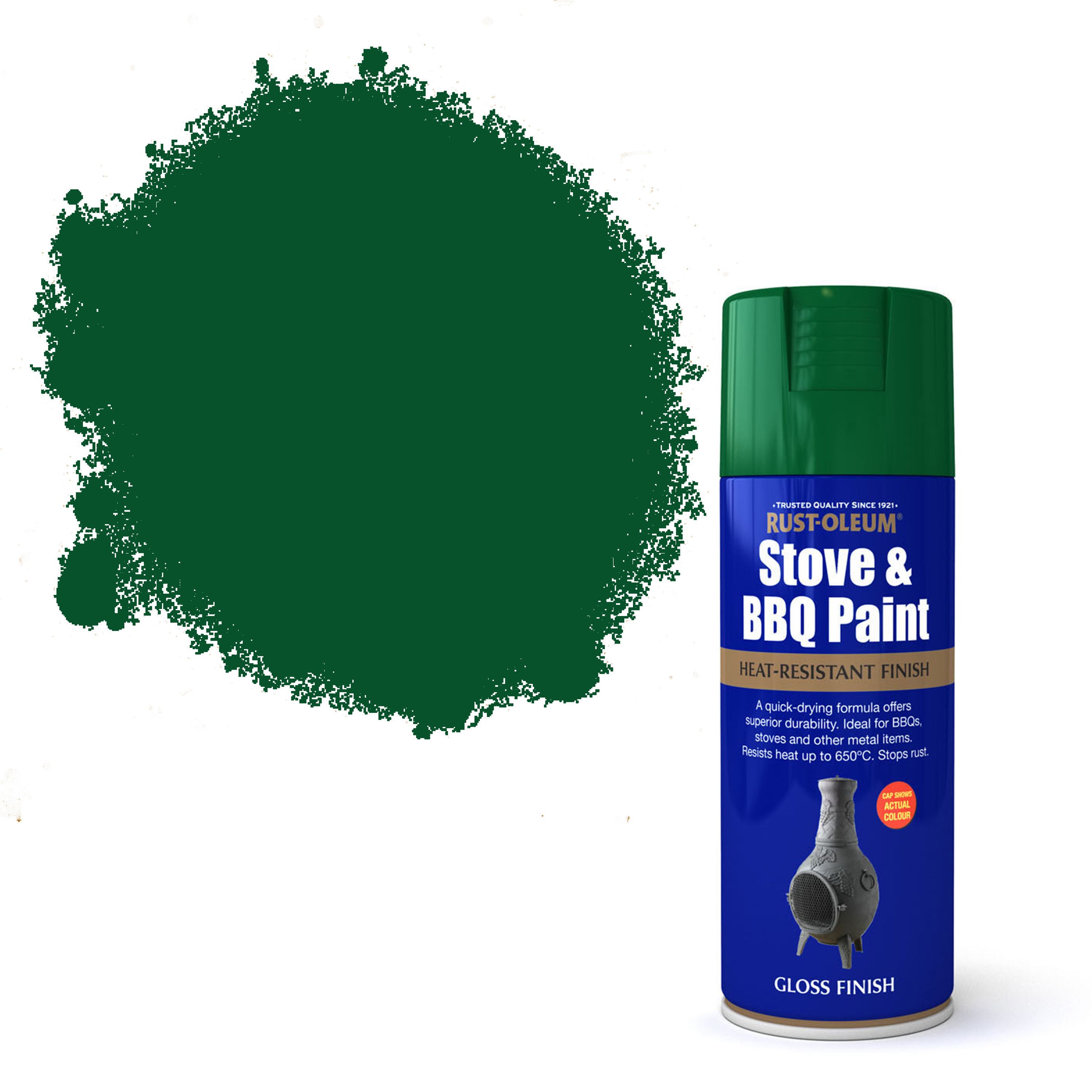 RustOleum Stove & bbq Green Matt Multisurface Spray paint, 400ml