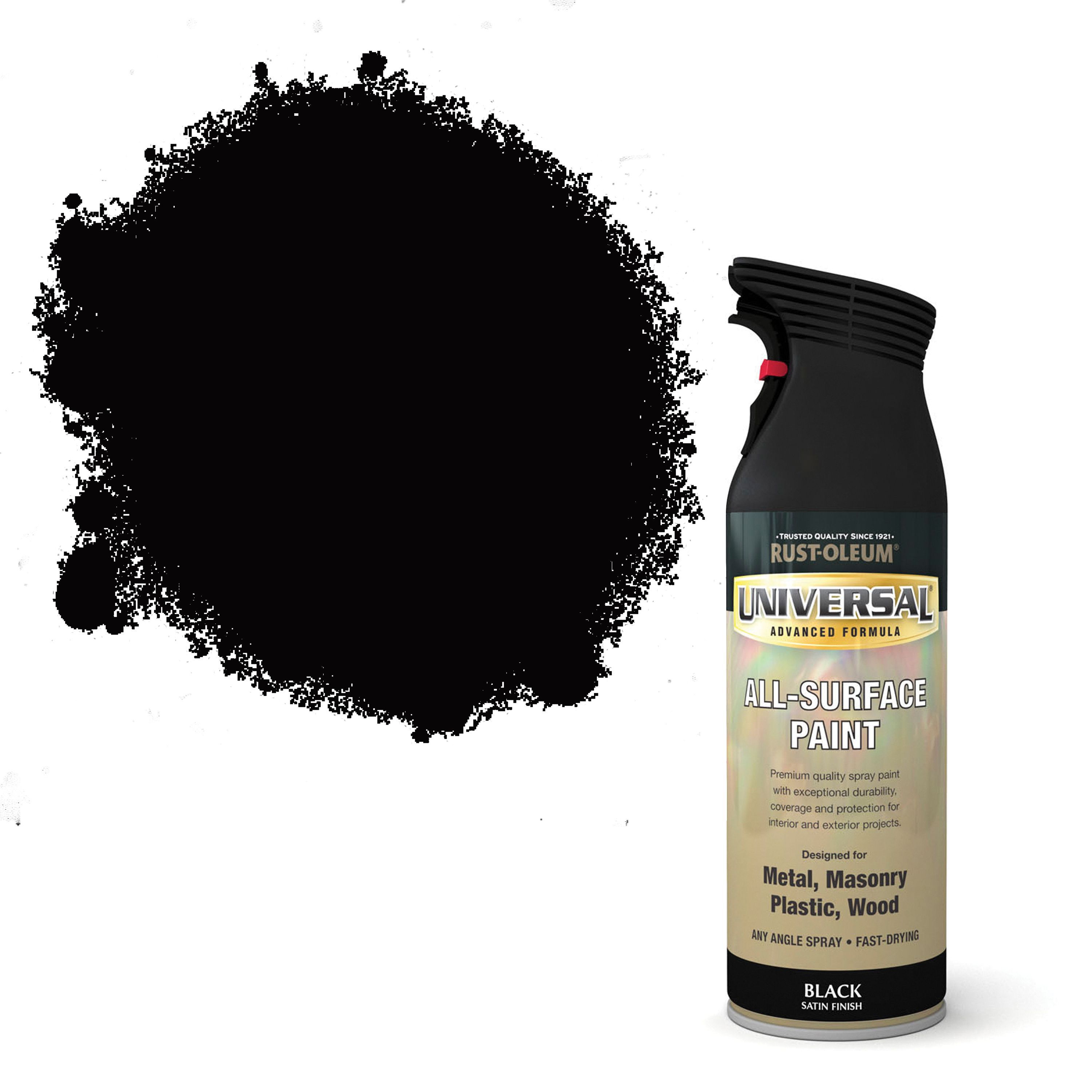 Rust-Oleum Universal Black Satin Spray Paint 400 Ml | Departments | DIY ...